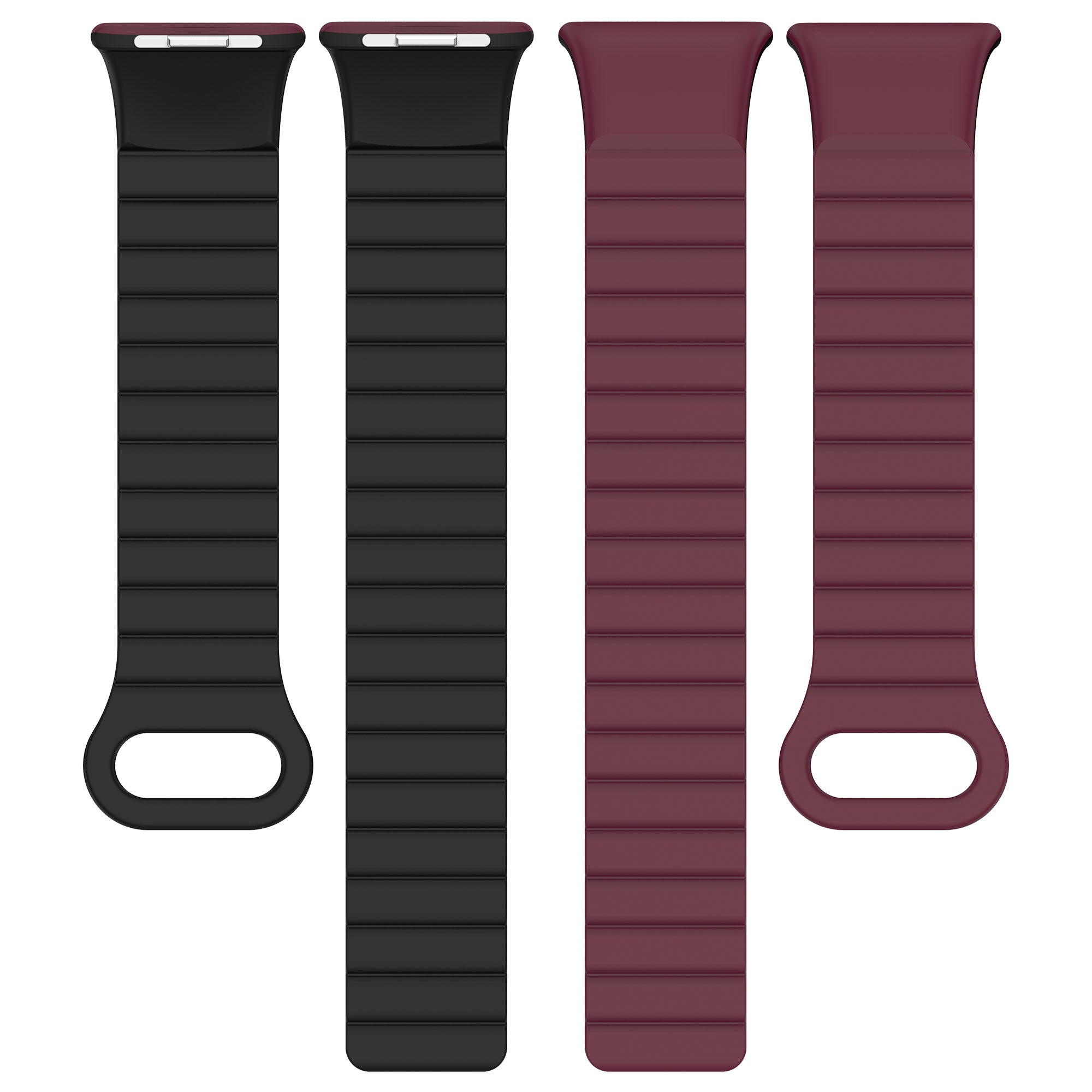 For Xiaomi Redmi Watch 4 / Smart Band 8 Pro Dual Color Watch Strap Magnetic Silicone Wrist Band - Wine Red+Black