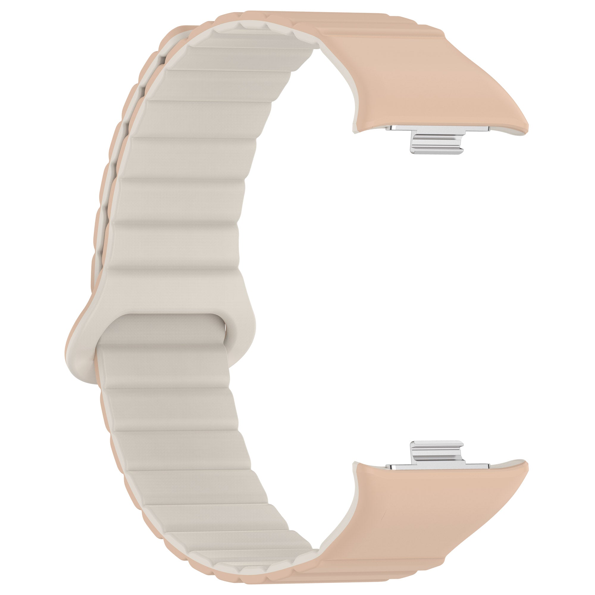 For Xiaomi Redmi Watch 4 / Smart Band 8 Pro Dual Color Watch Strap Magnetic Silicone Wrist Band - Milk Tea Color+White