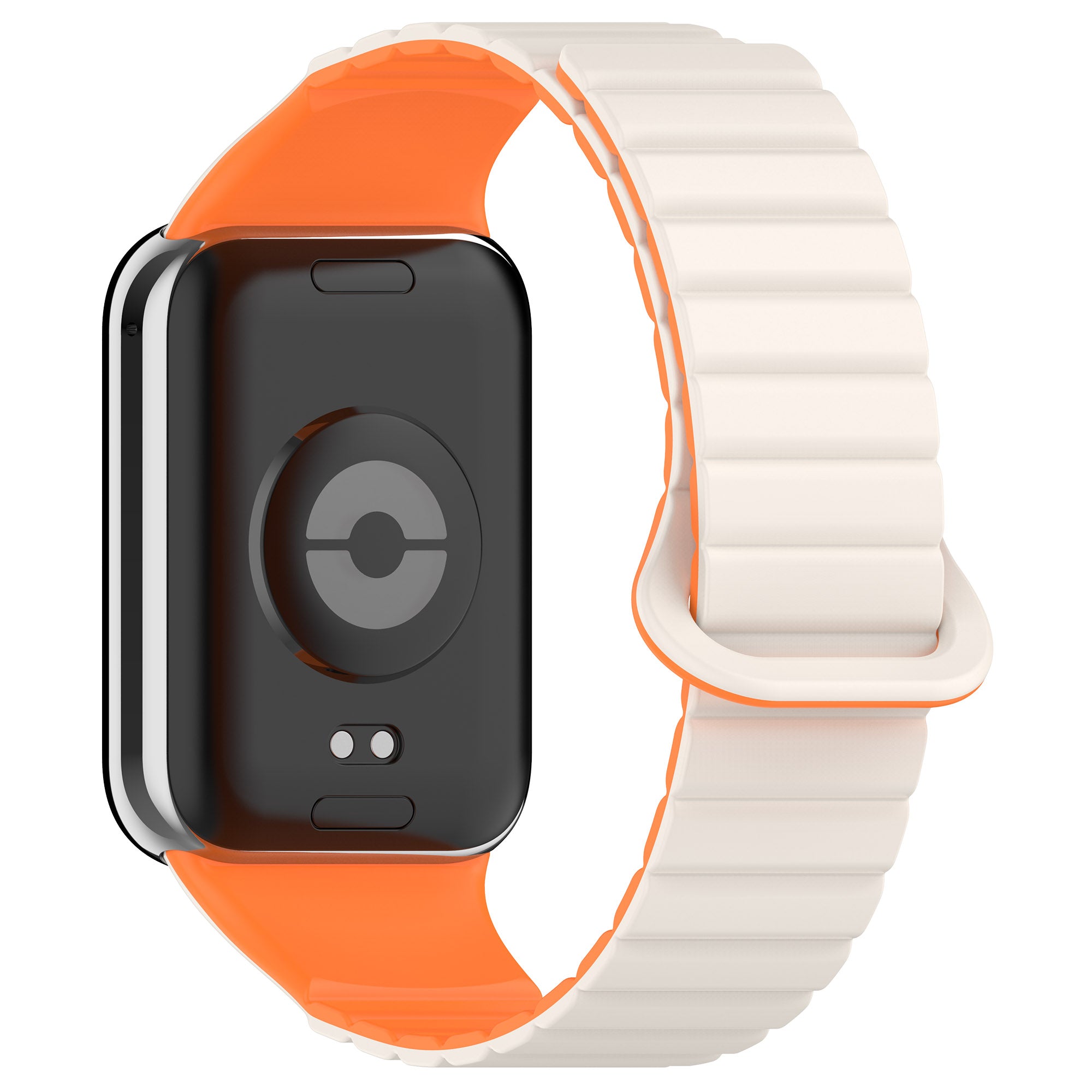 For Xiaomi Redmi Watch 4 / Smart Band 8 Pro Dual Color Watch Strap Magnetic Silicone Wrist Band - Starlight+Orange