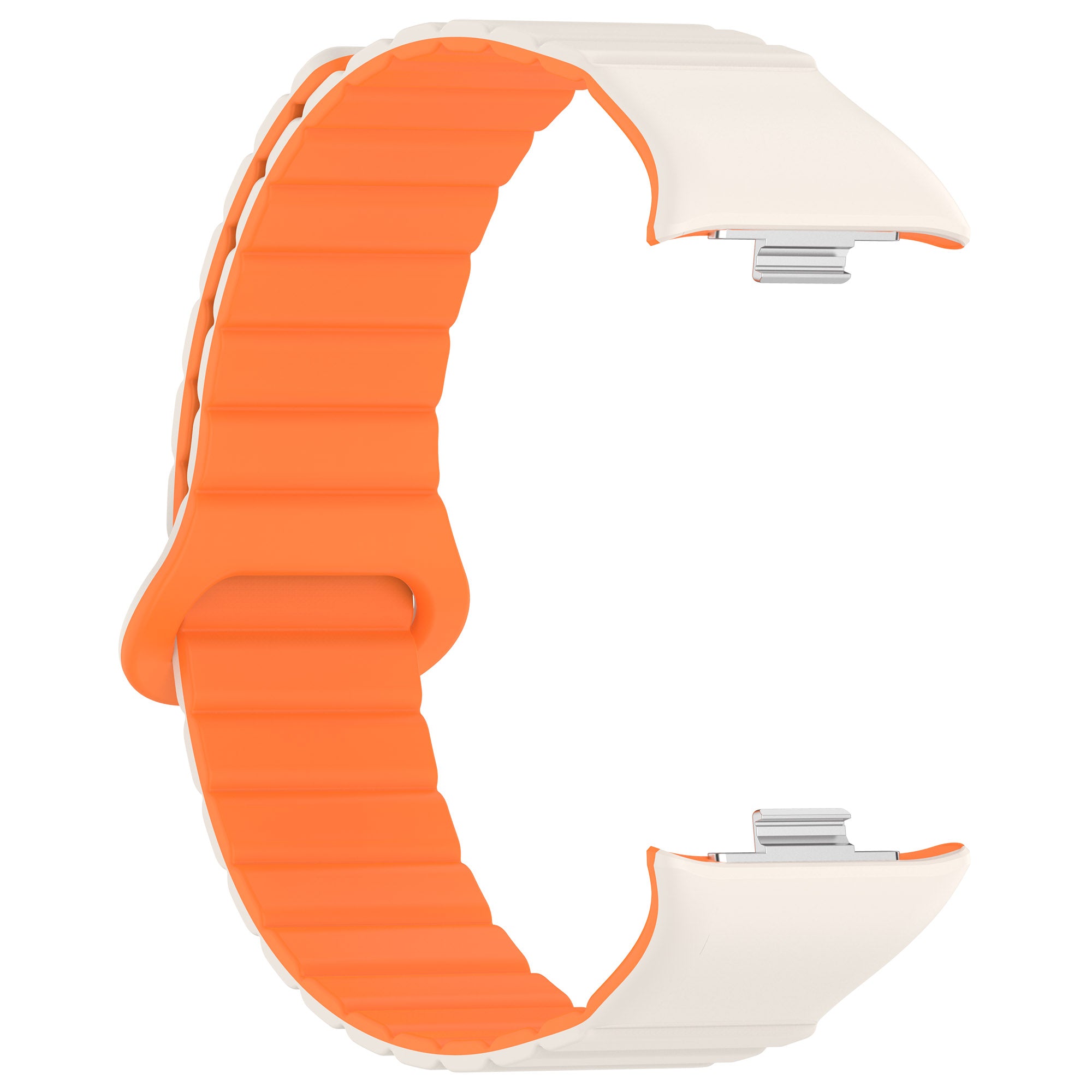 For Xiaomi Redmi Watch 4 / Smart Band 8 Pro Dual Color Watch Strap Magnetic Silicone Wrist Band - Starlight+Orange