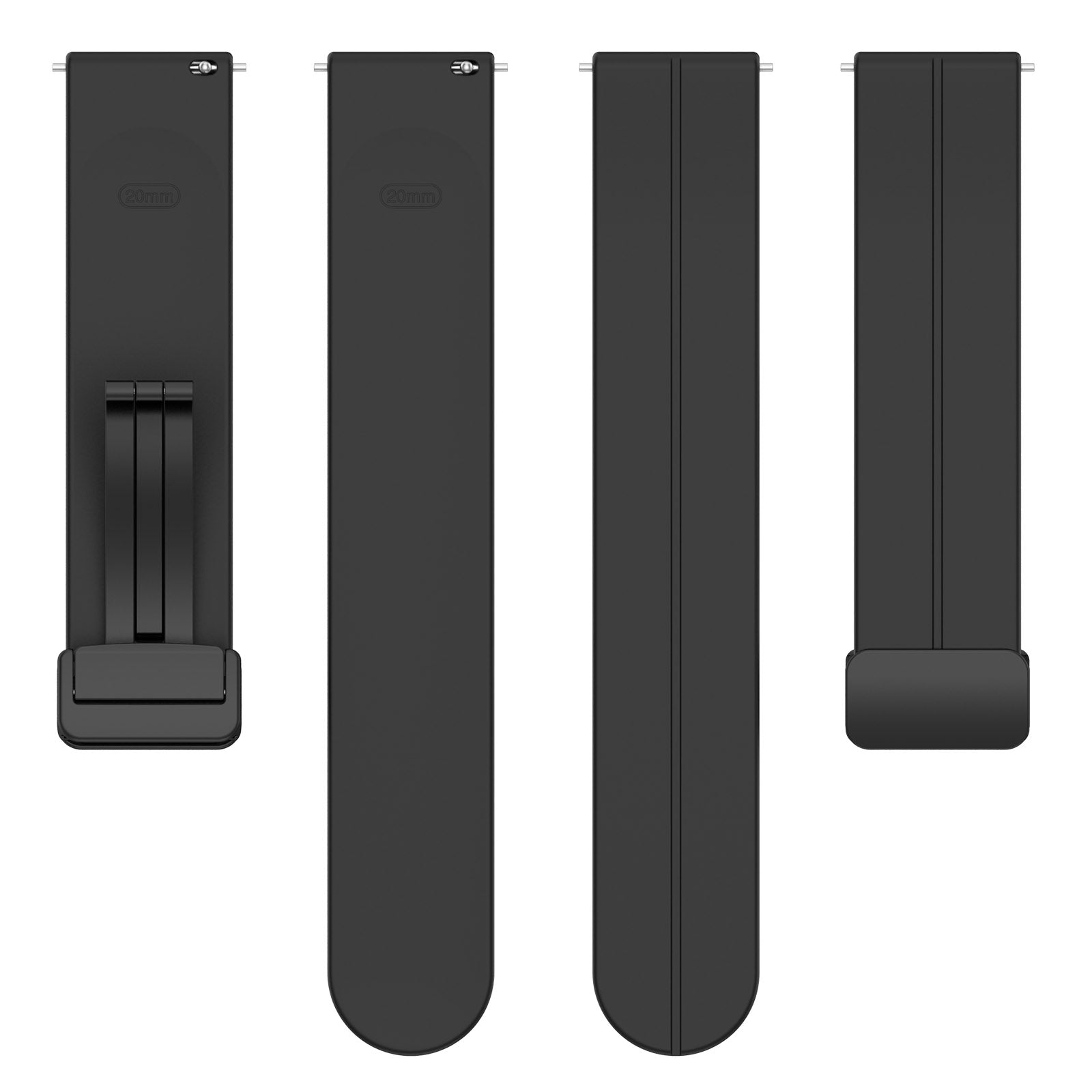 For Huawei / Samsung Universal 22mm Smartwatch Strap Magnetic Folding Buckle Silicone Band - Black