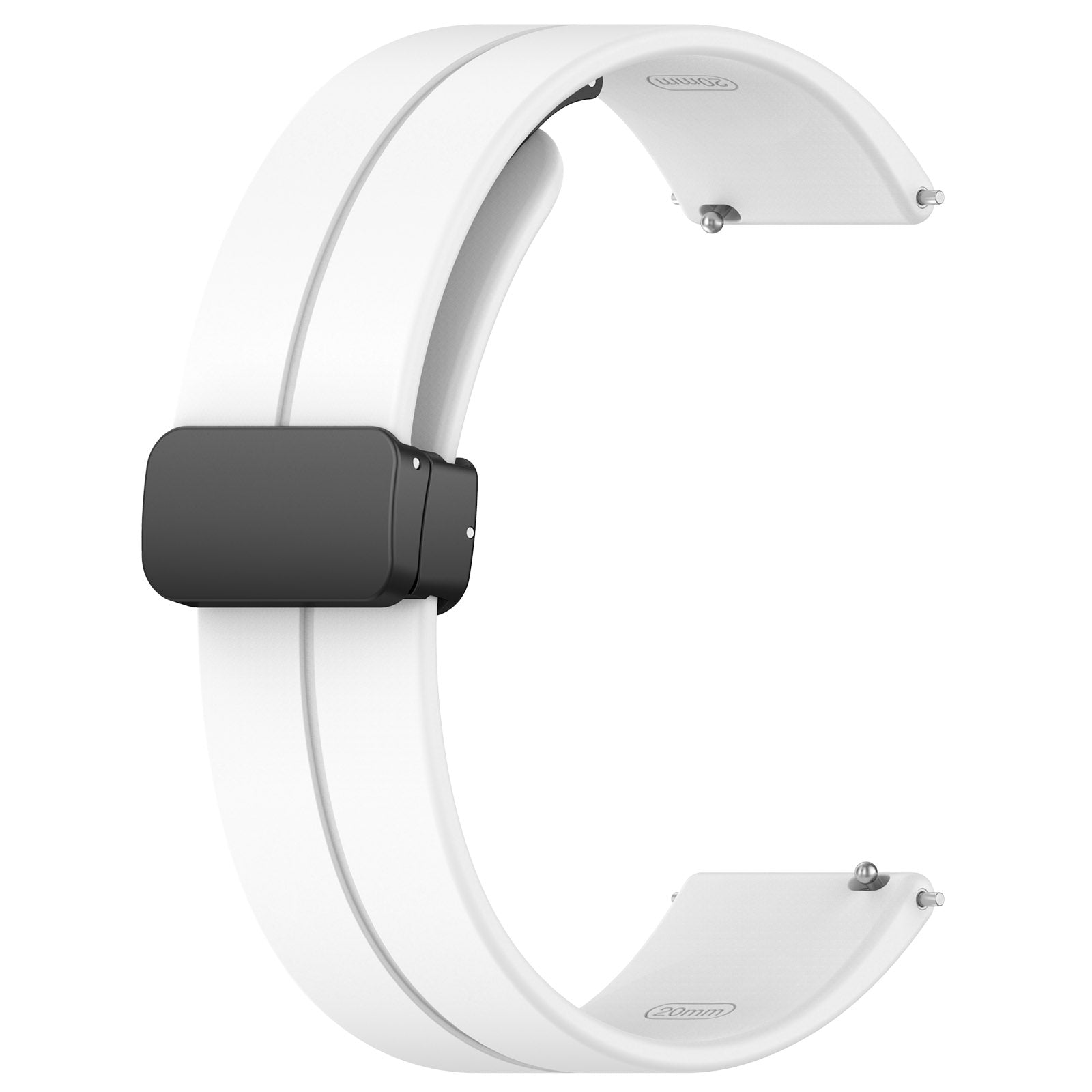 For Huawei / Samsung Universal 22mm Smartwatch Strap Magnetic Folding Buckle Silicone Band - White