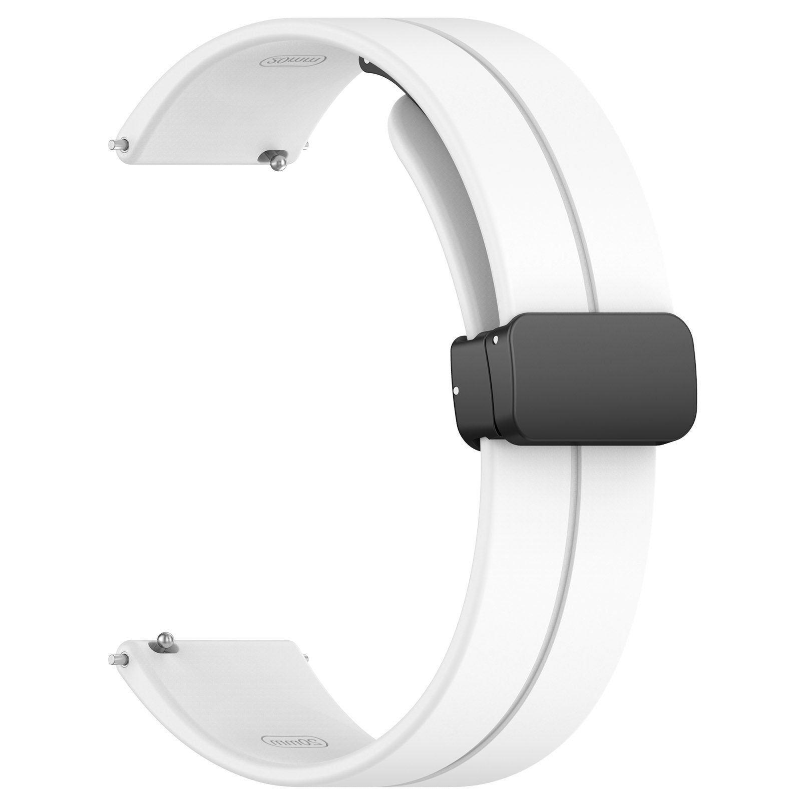 For Huawei / Samsung Universal 22mm Smartwatch Strap Magnetic Folding Buckle Silicone Band - White