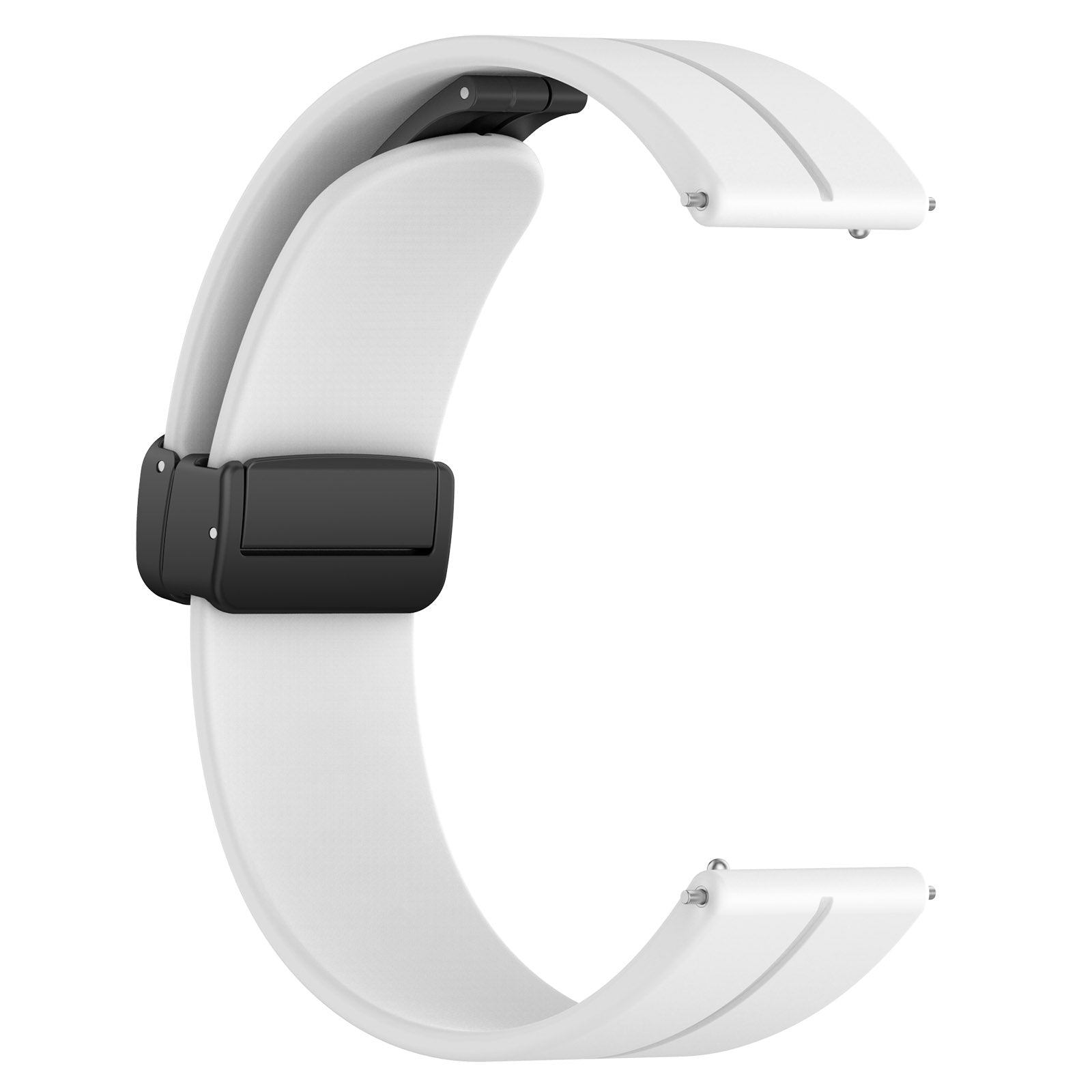 For Huawei / Samsung Universal 22mm Smartwatch Strap Magnetic Folding Buckle Silicone Band - White