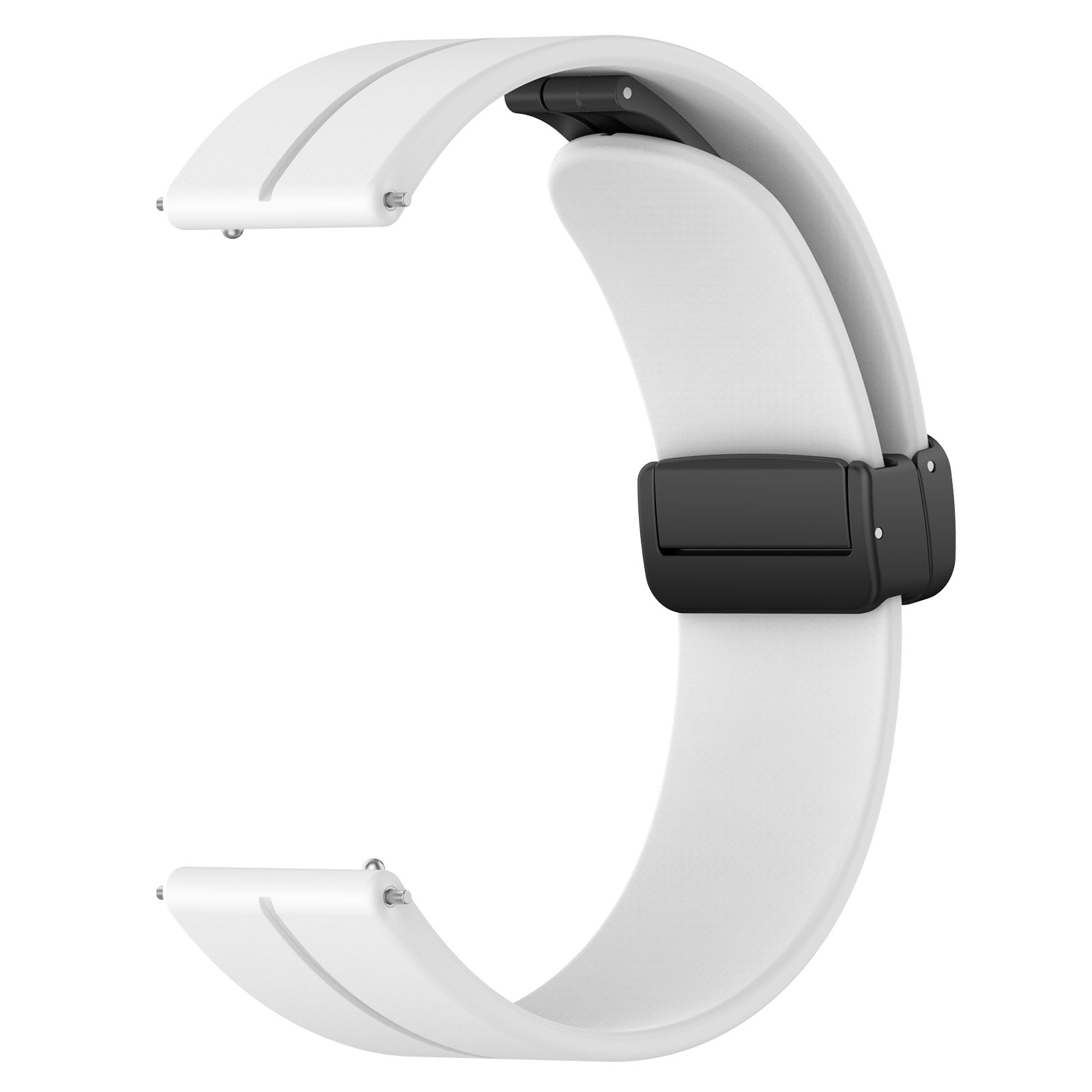 For Huawei / Samsung Universal 22mm Smartwatch Strap Magnetic Folding Buckle Silicone Band - White