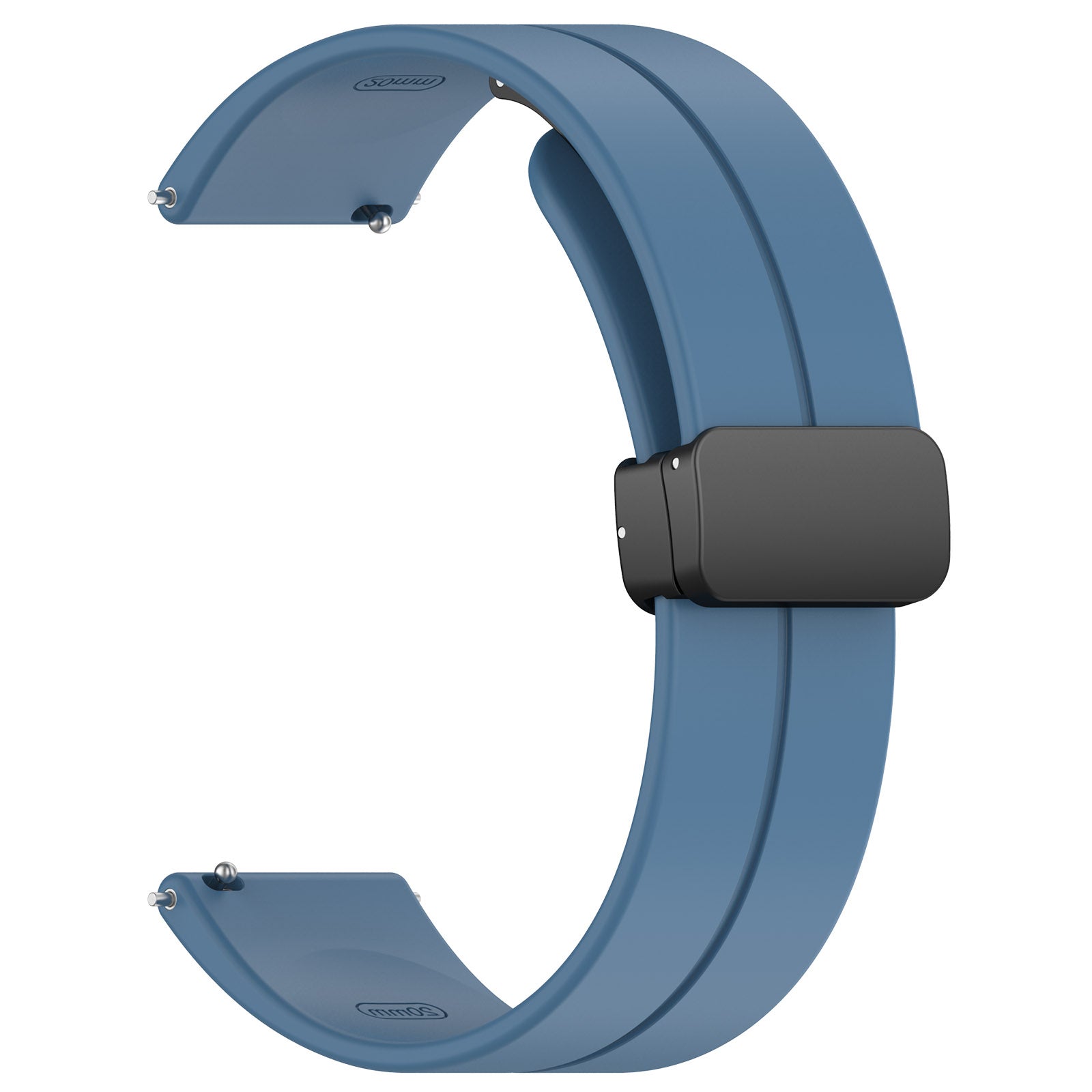 For Huawei / Samsung Universal 22mm Smartwatch Strap Magnetic Folding Buckle Silicone Band - Blue