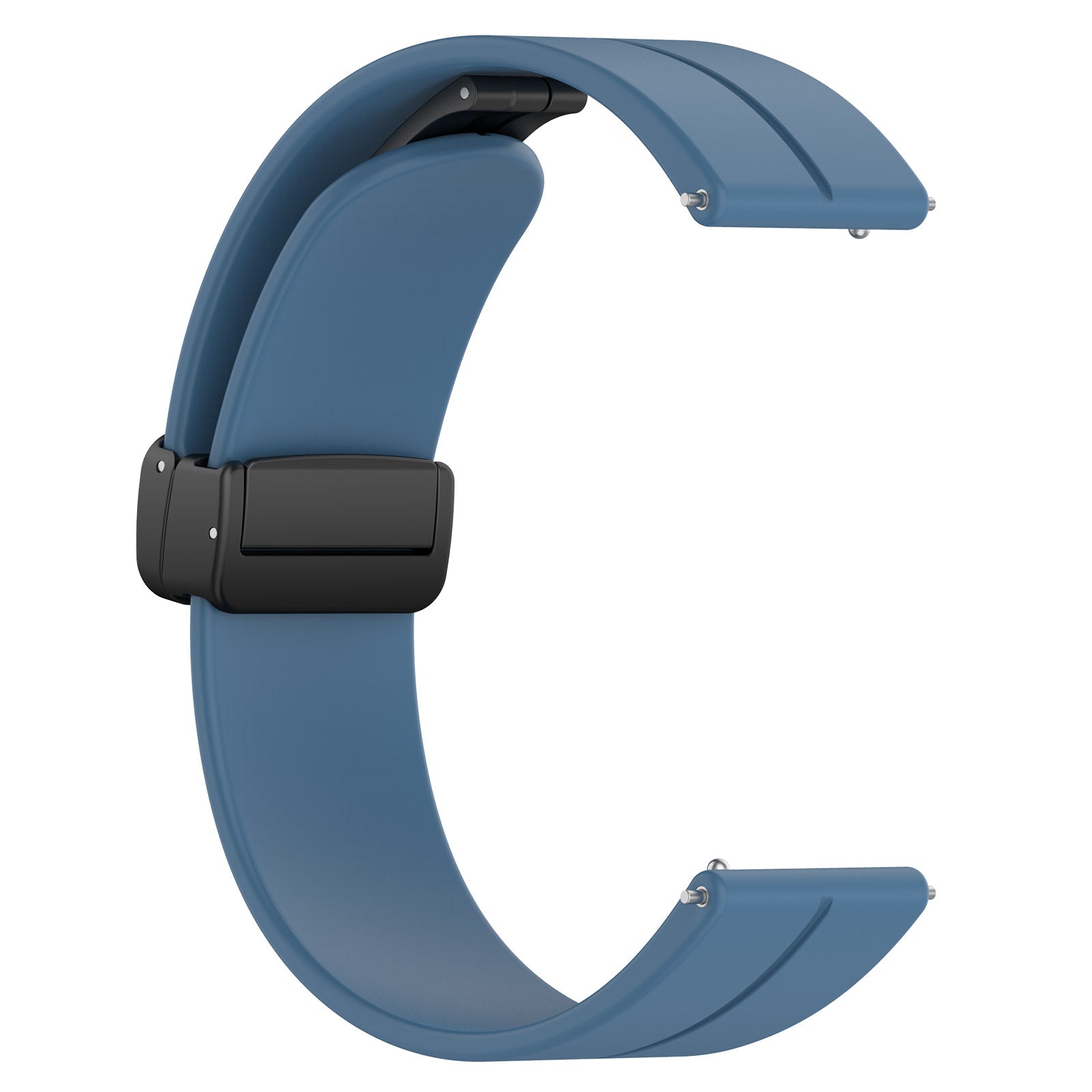 For Huawei / Samsung Universal 22mm Smartwatch Strap Magnetic Folding Buckle Silicone Band - Blue