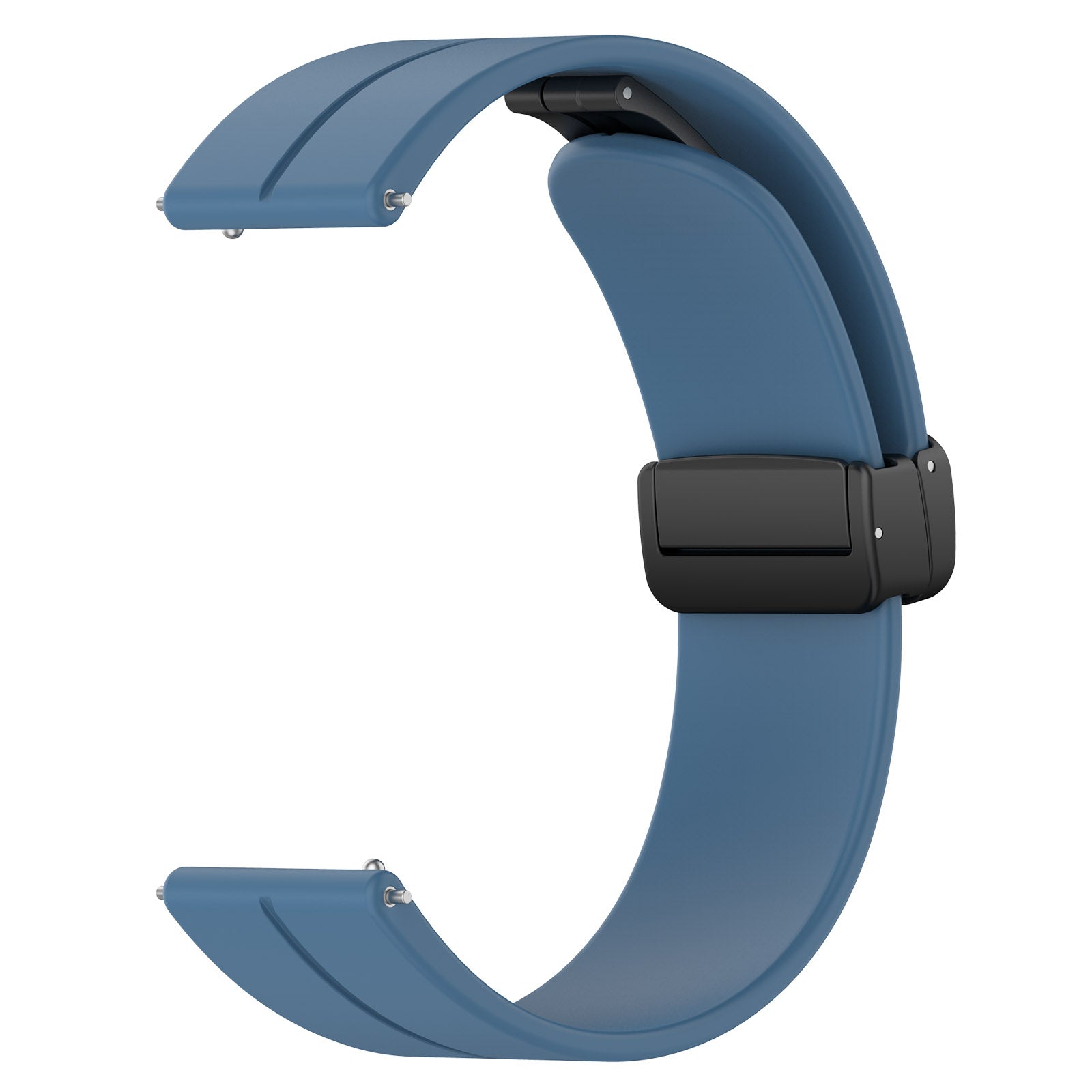 For Huawei / Samsung Universal 22mm Smartwatch Strap Magnetic Folding Buckle Silicone Band - Blue