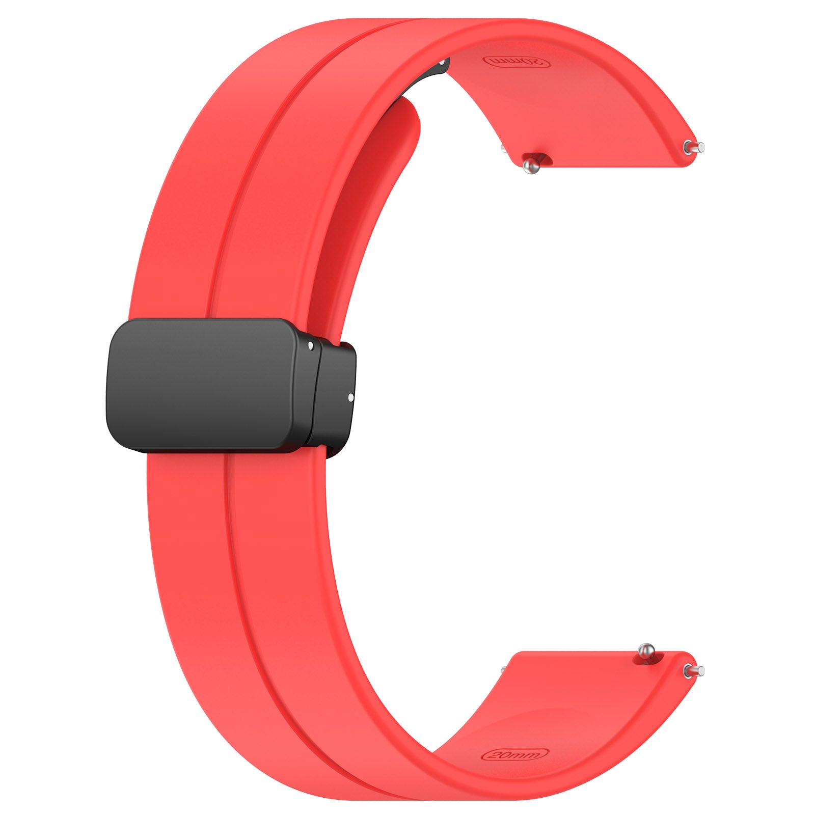 For Huawei / Samsung Universal 22mm Smartwatch Strap Magnetic Folding Buckle Silicone Band - Red