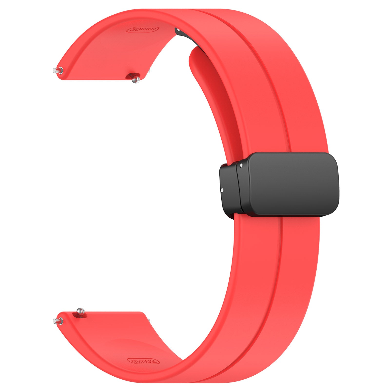 For Huawei / Samsung Universal 22mm Smartwatch Strap Magnetic Folding Buckle Silicone Band - Red