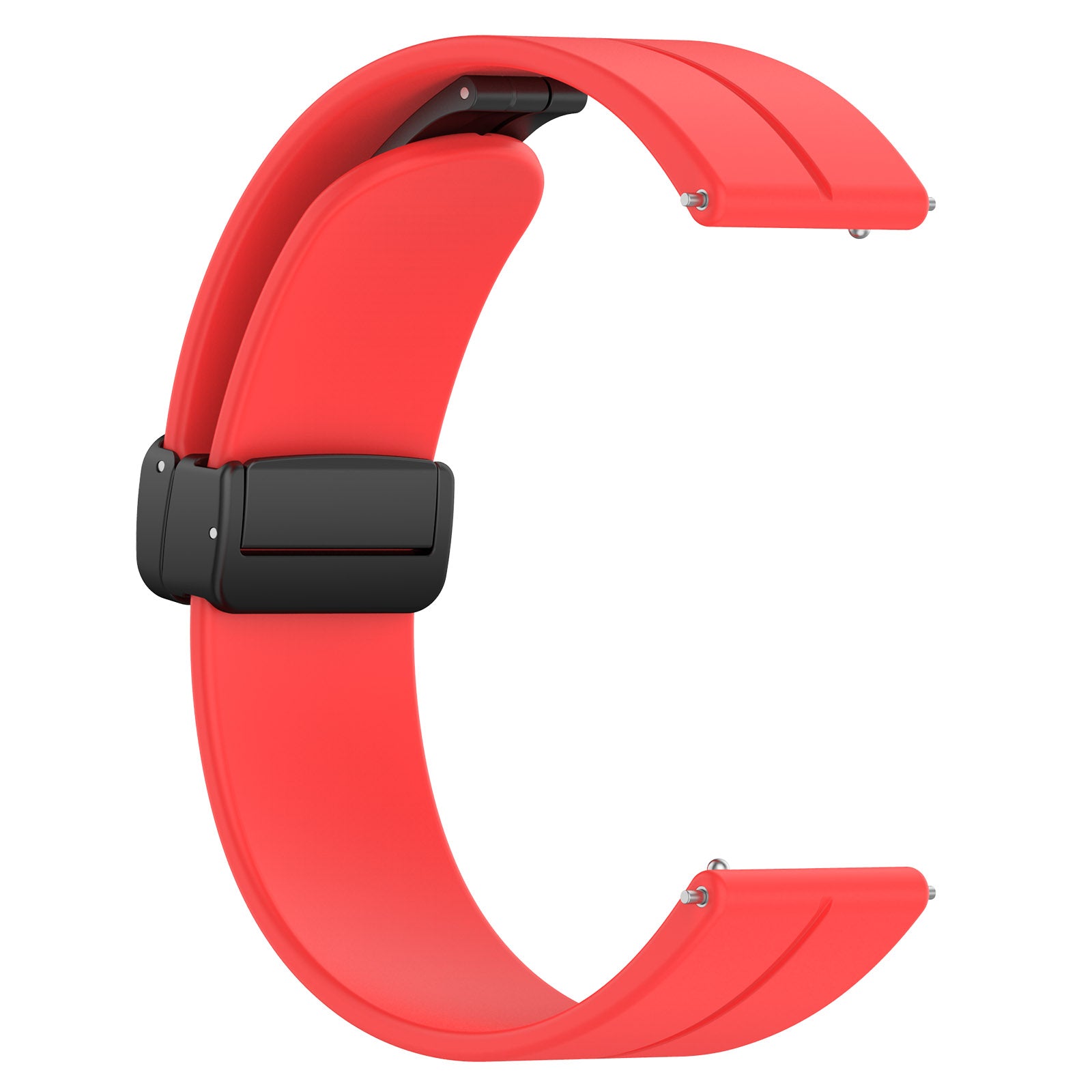 For Huawei / Samsung Universal 22mm Smartwatch Strap Magnetic Folding Buckle Silicone Band - Red