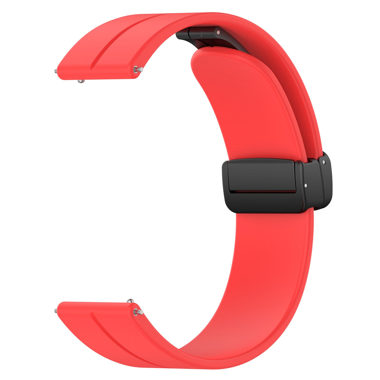 For Huawei / Samsung Universal 22mm Smartwatch Strap Magnetic Folding Buckle Silicone Band - Red