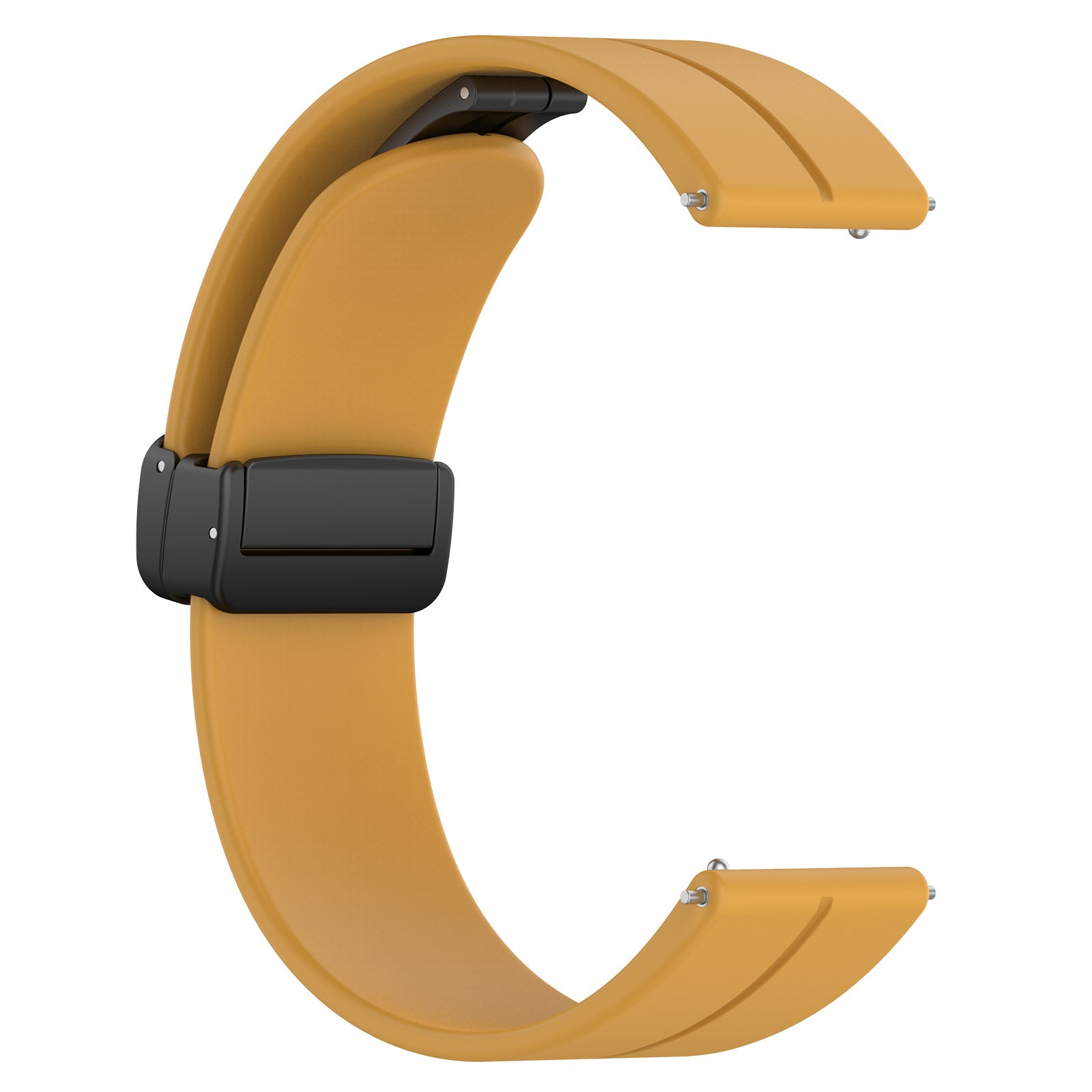 For Huawei / Samsung Universal 22mm Smartwatch Strap Magnetic Folding Buckle Silicone Band - Yellow