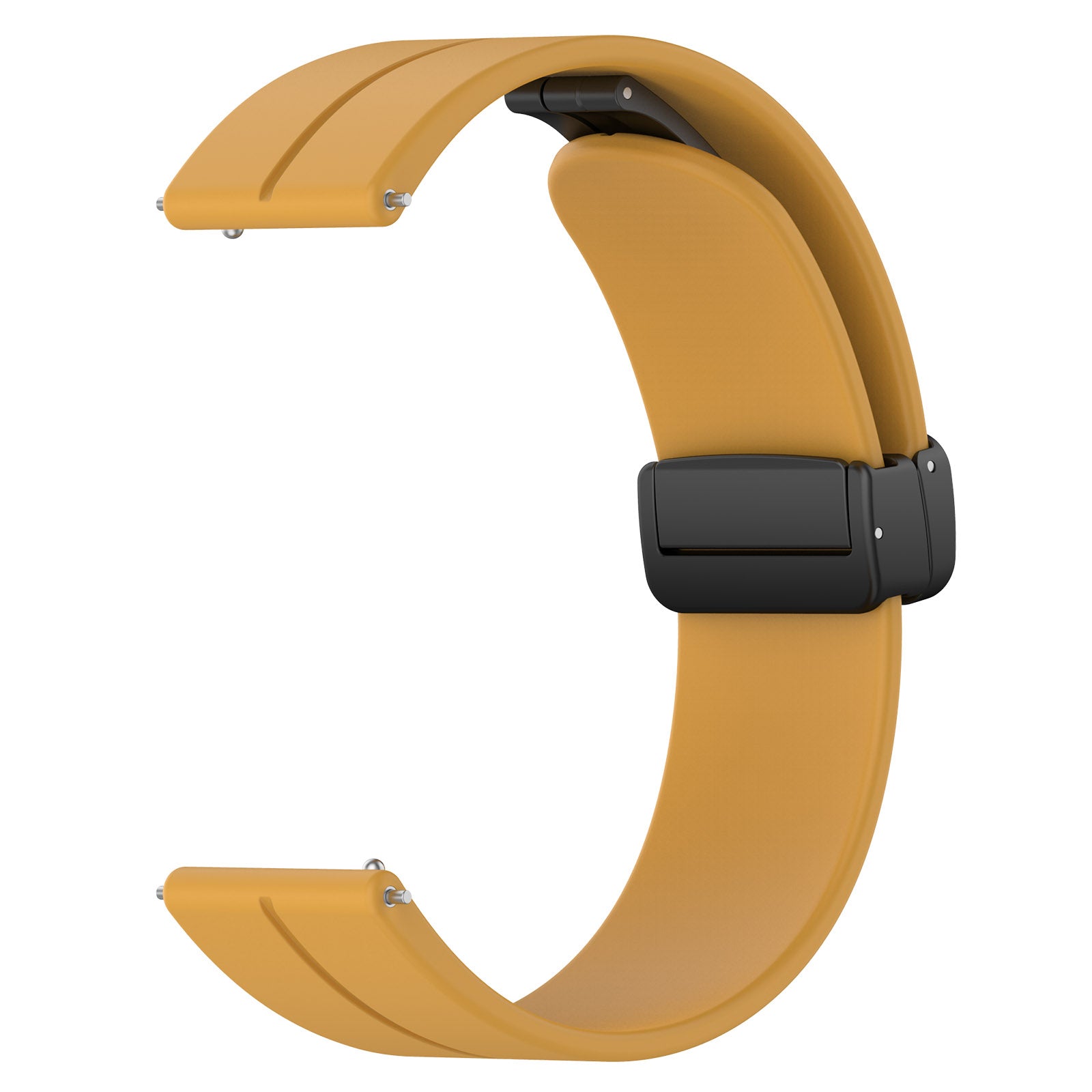 For Huawei / Samsung Universal 22mm Smartwatch Strap Magnetic Folding Buckle Silicone Band - Yellow