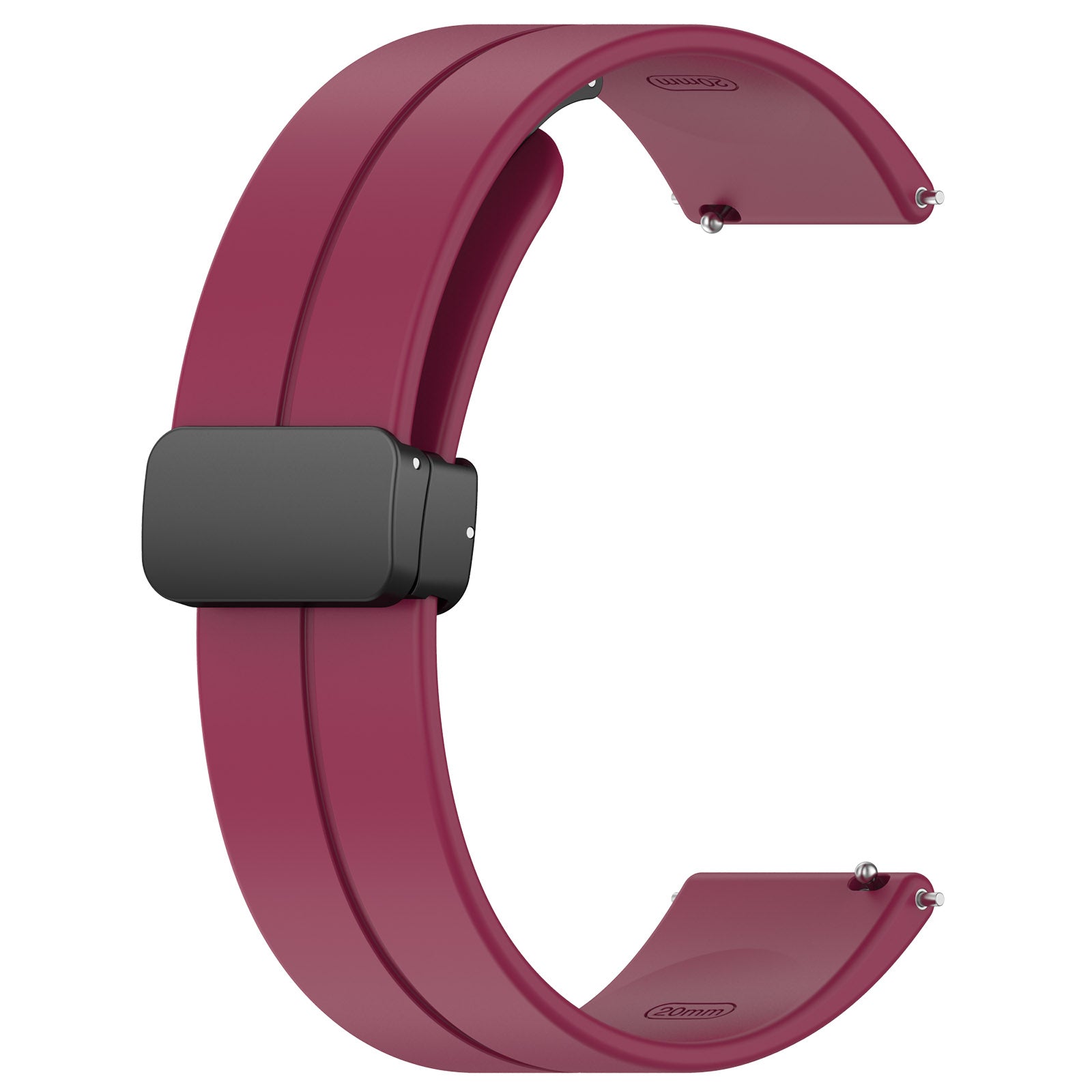 For Huawei / Samsung Universal 22mm Smartwatch Strap Magnetic Folding Buckle Silicone Band - Wine Red