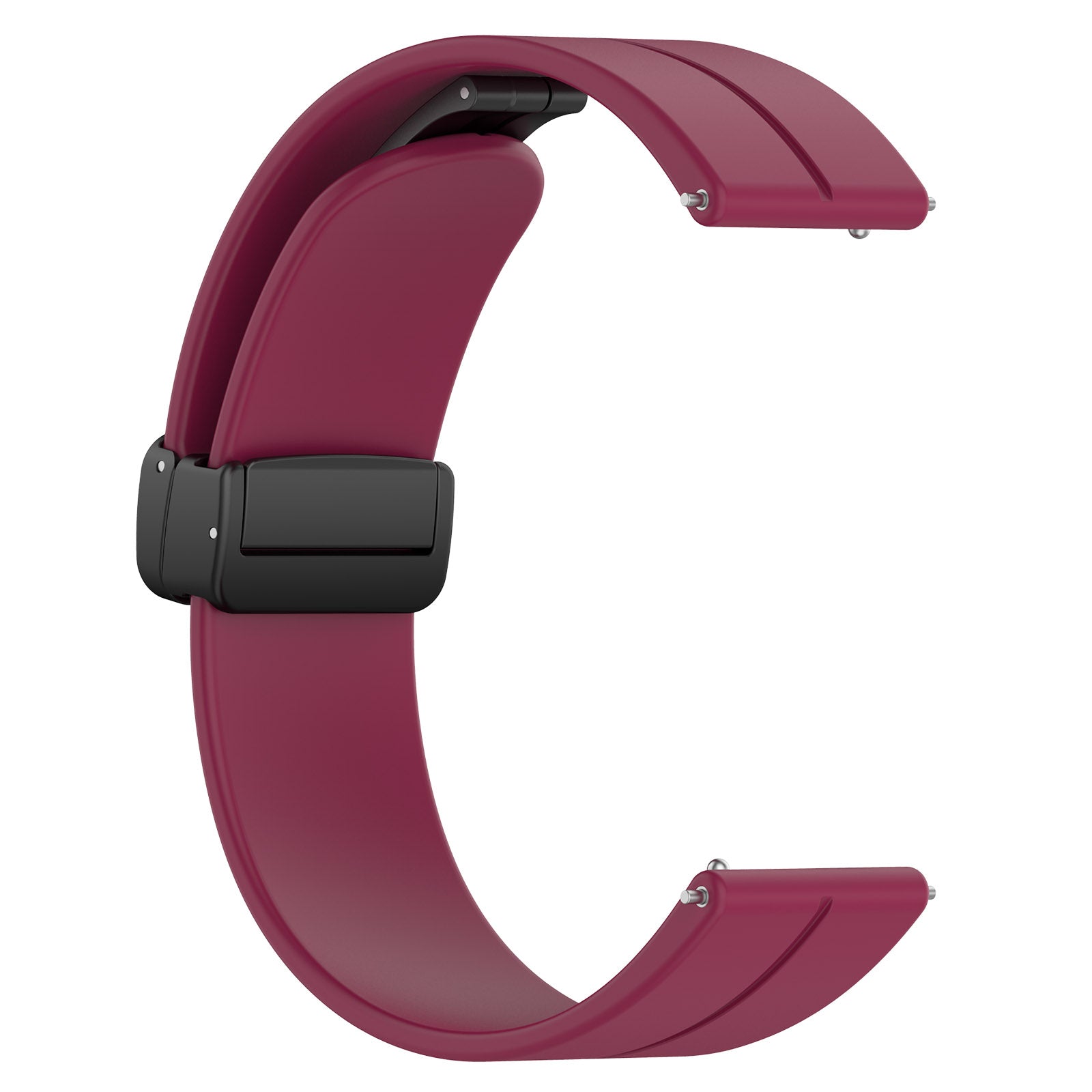 For Huawei / Samsung Universal 22mm Smartwatch Strap Magnetic Folding Buckle Silicone Band - Wine Red