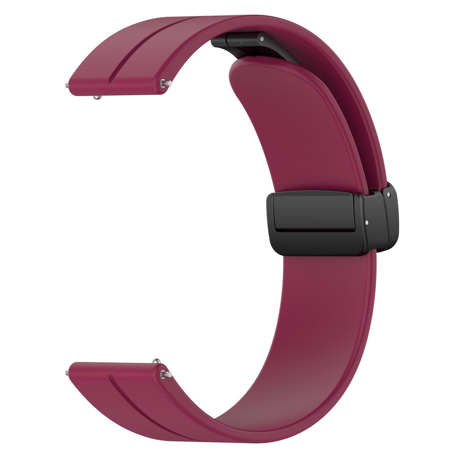 For Huawei / Samsung Universal 22mm Smartwatch Strap Magnetic Folding Buckle Silicone Band - Wine Red