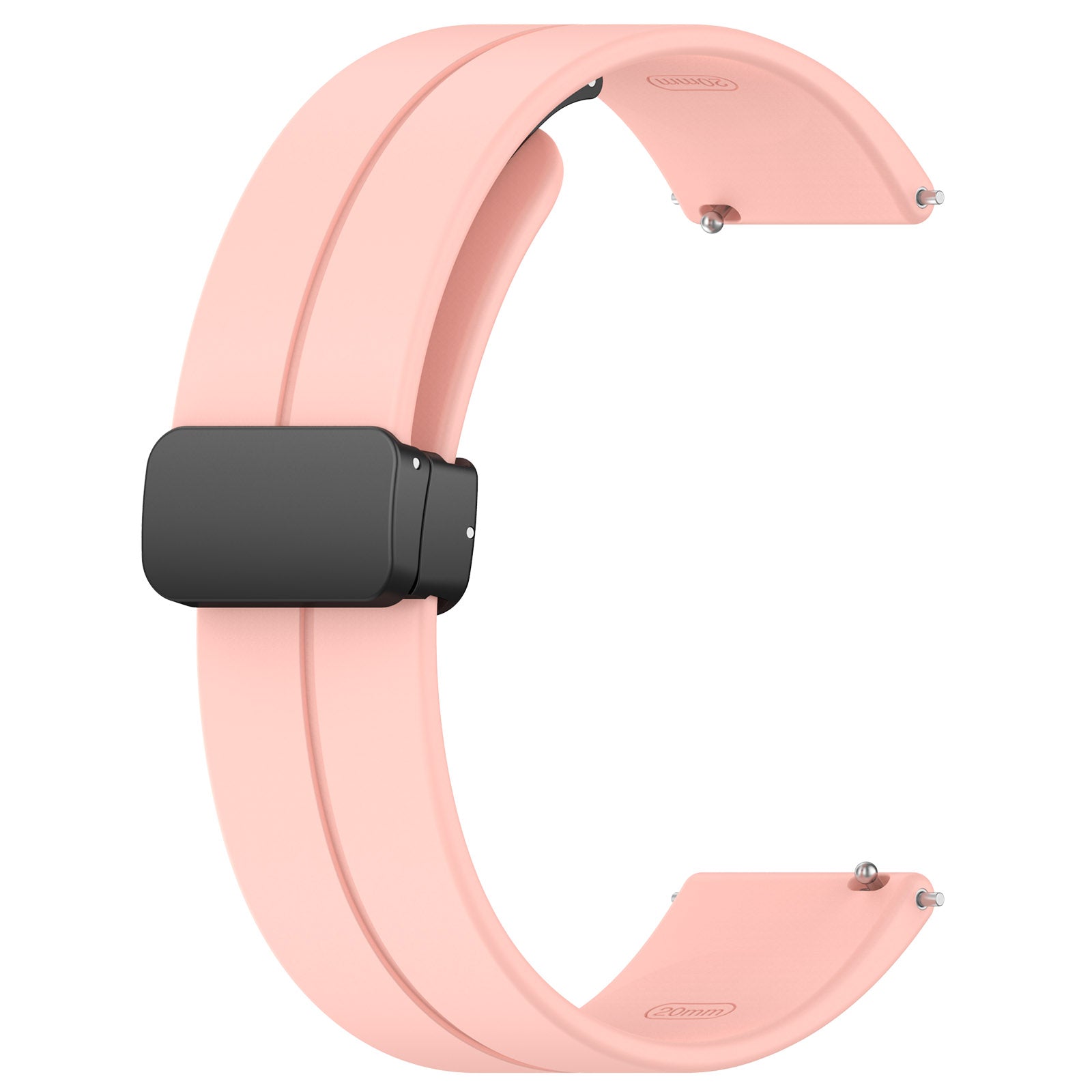 For Huawei / Samsung Universal 22mm Smartwatch Strap Magnetic Folding Buckle Silicone Band - Light Pink