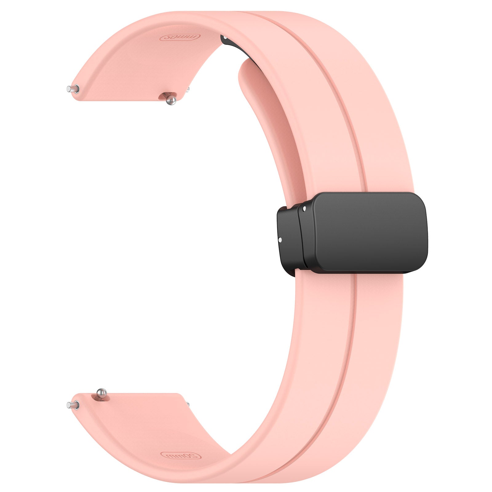 For Huawei / Samsung Universal 22mm Smartwatch Strap Magnetic Folding Buckle Silicone Band - Light Pink