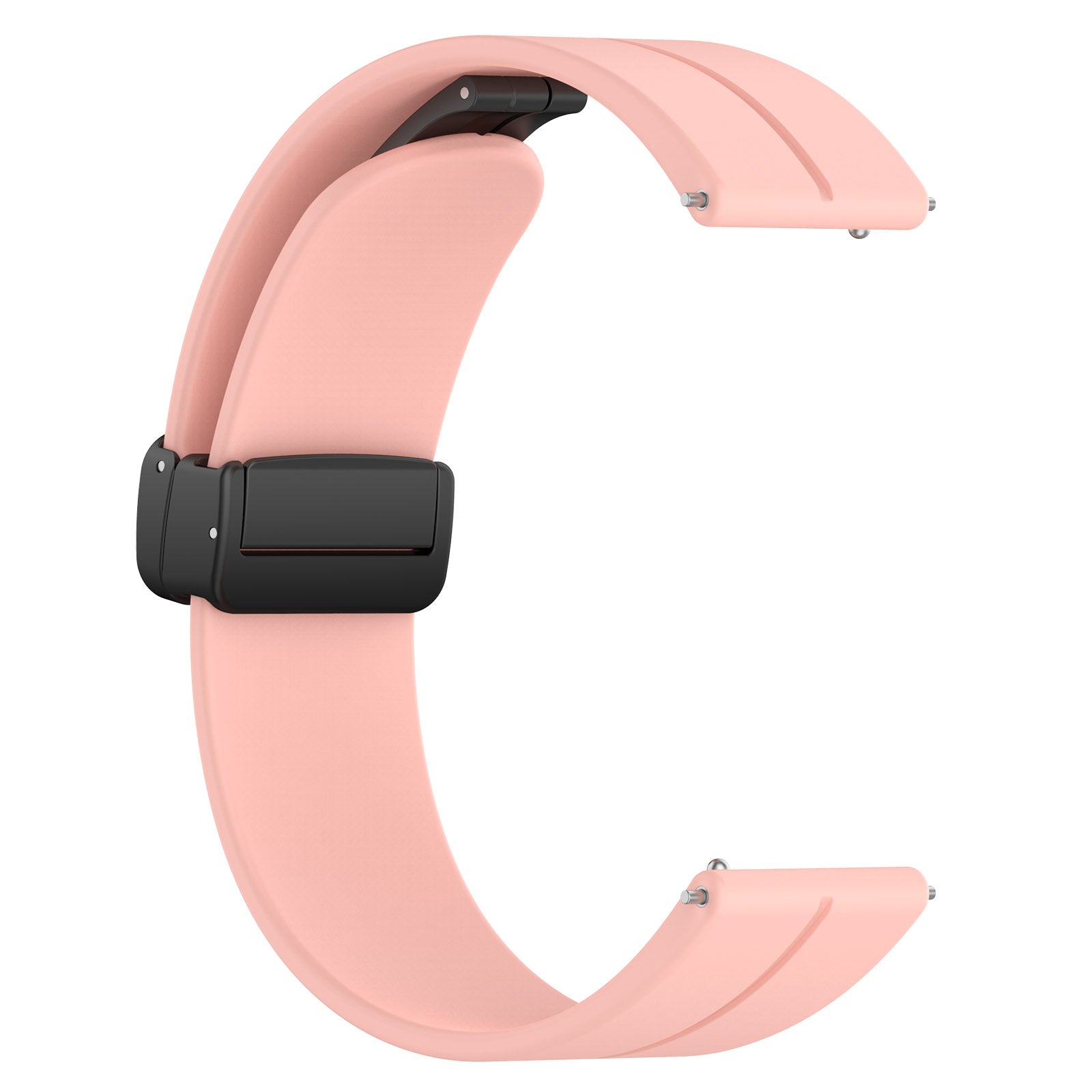 For Huawei / Samsung Universal 22mm Smartwatch Strap Magnetic Folding Buckle Silicone Band - Light Pink