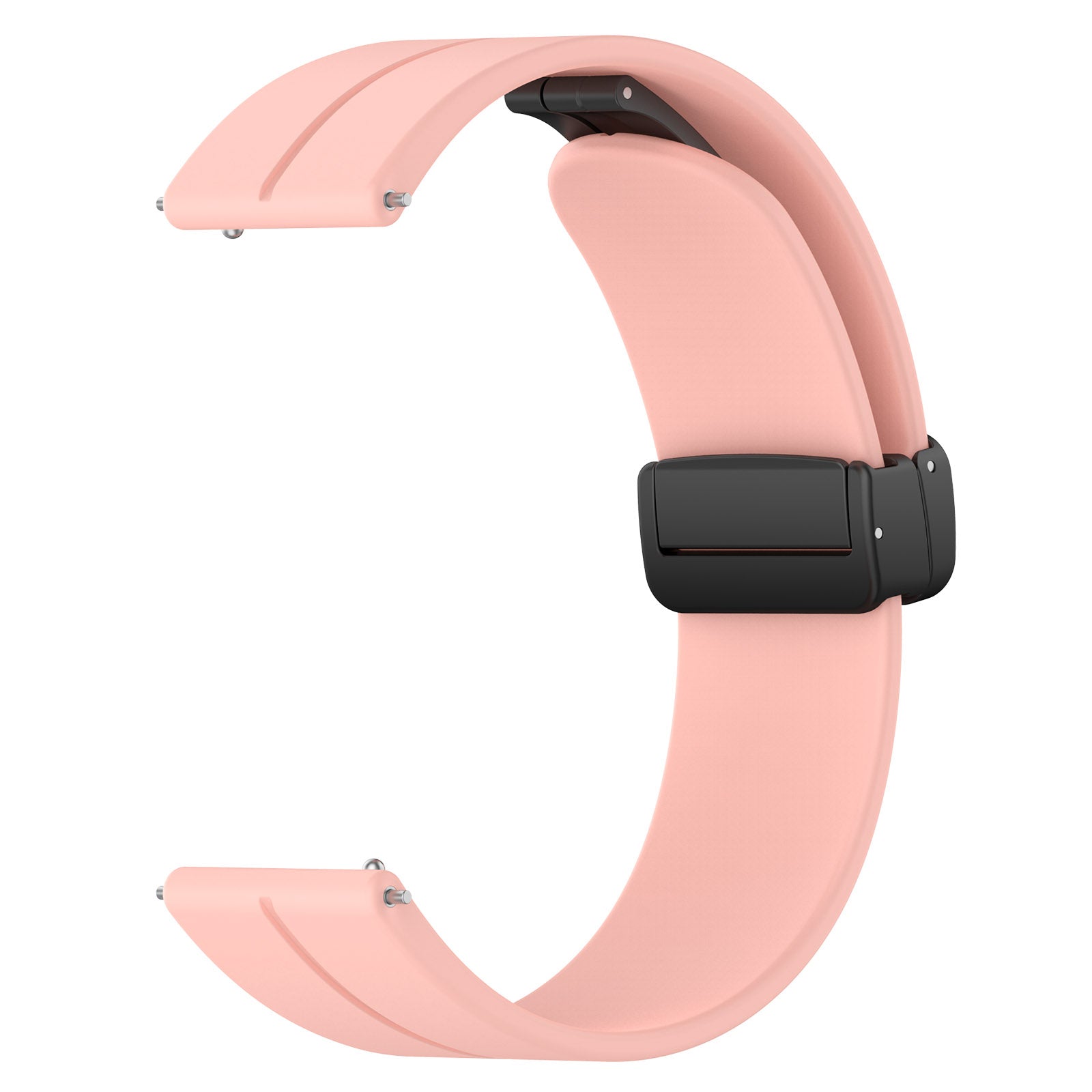 For Huawei / Samsung Universal 22mm Smartwatch Strap Magnetic Folding Buckle Silicone Band - Light Pink