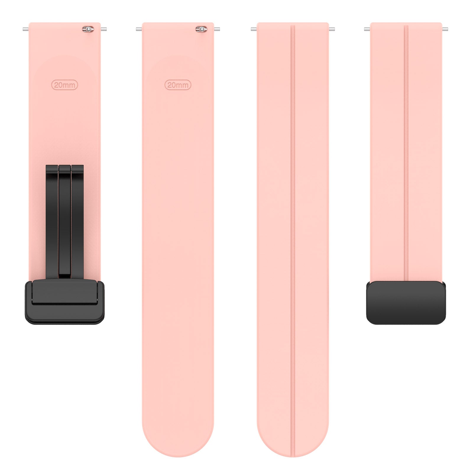 For Huawei / Samsung Universal 22mm Smartwatch Strap Magnetic Folding Buckle Silicone Band - Light Pink