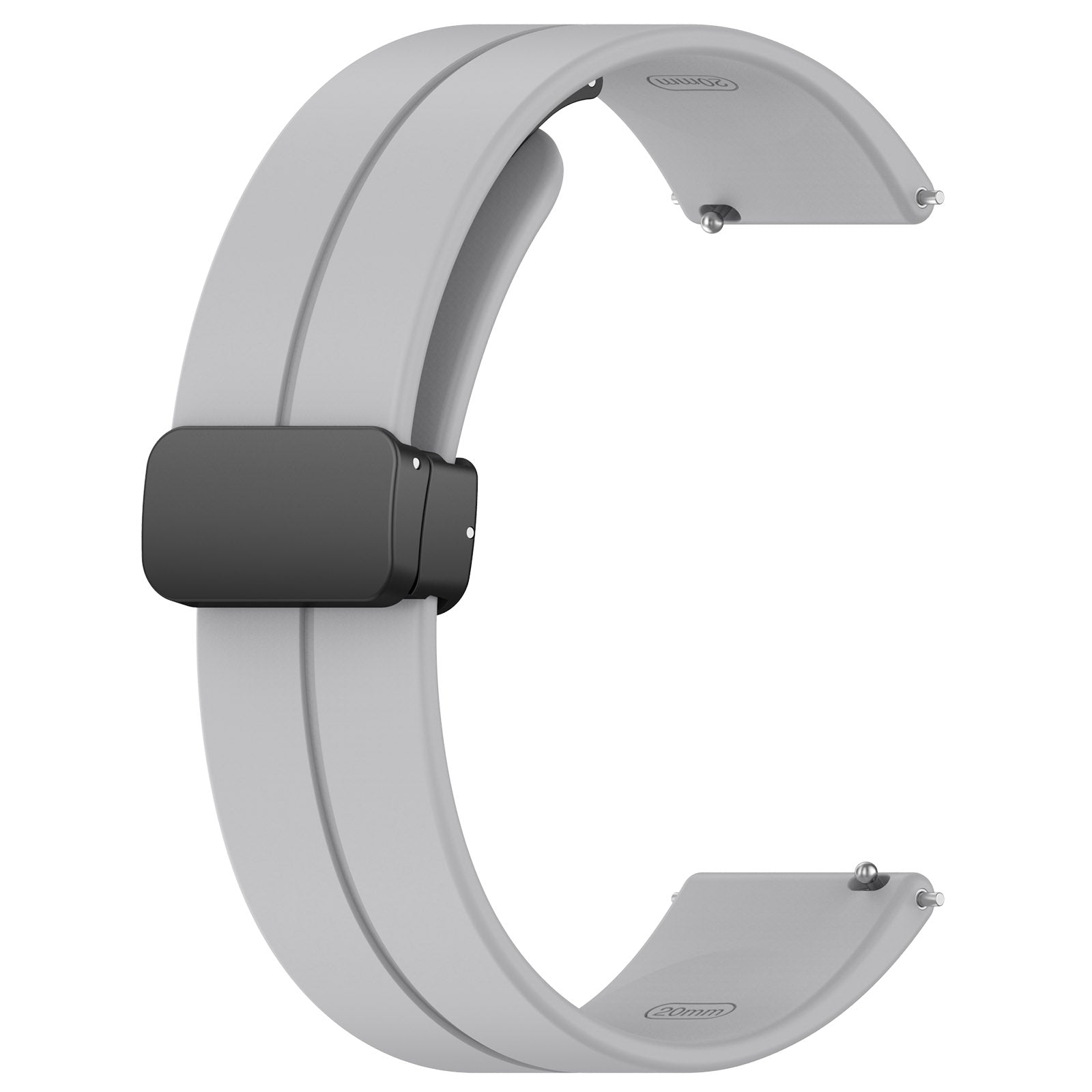 For Huawei / Samsung Universal 22mm Smartwatch Strap Magnetic Folding Buckle Silicone Band - Light Grey