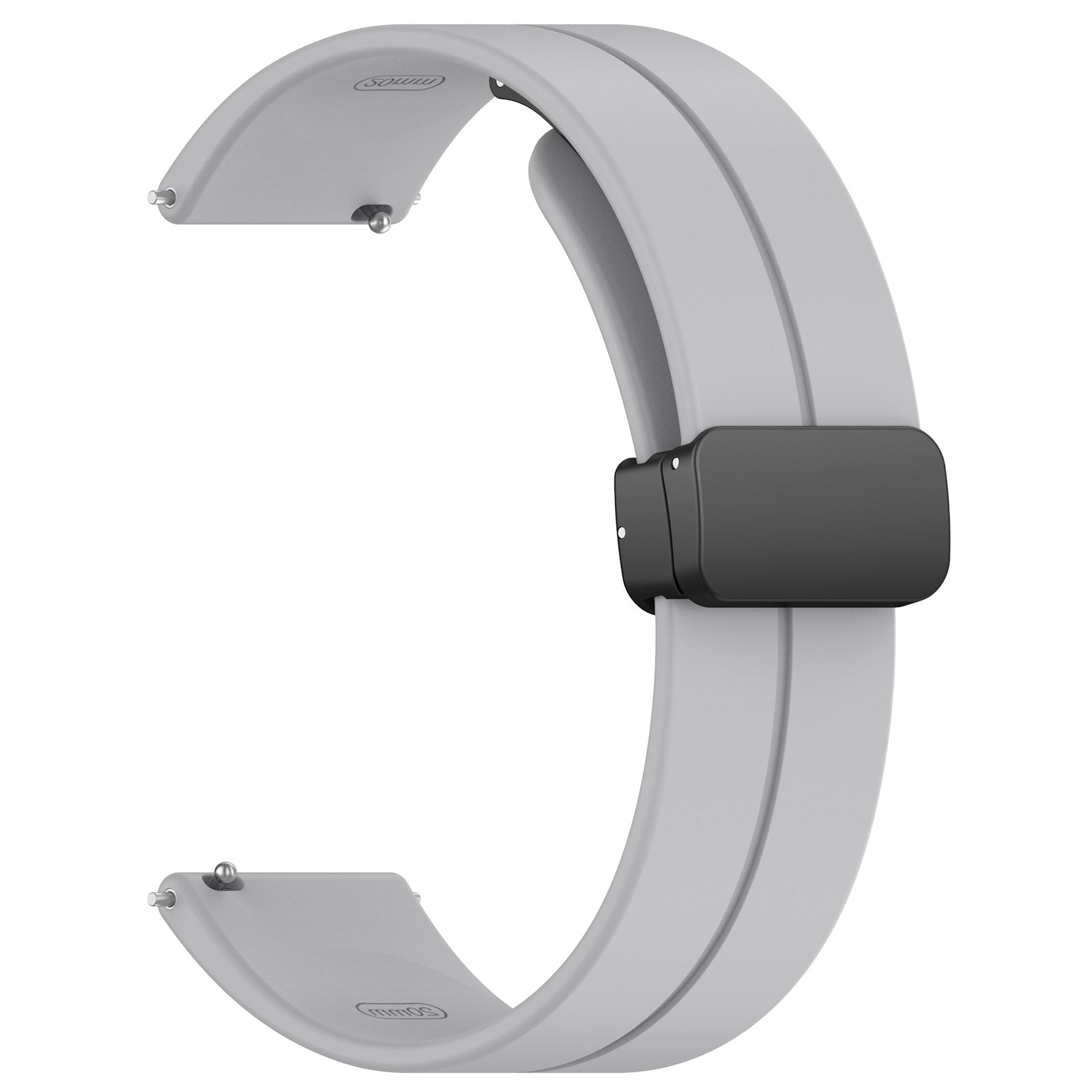 For Huawei / Samsung Universal 22mm Smartwatch Strap Magnetic Folding Buckle Silicone Band - Light Grey