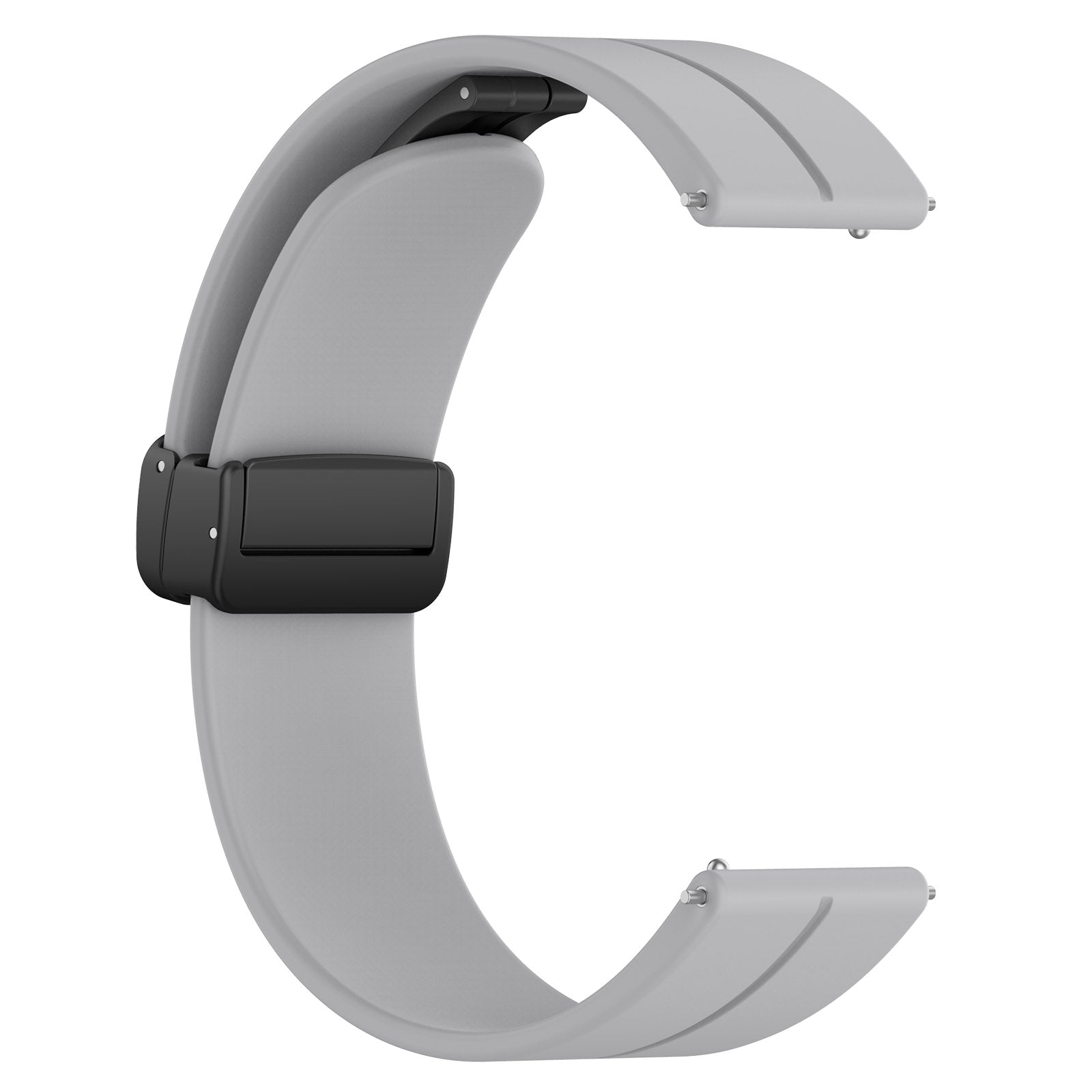 For Huawei / Samsung Universal 22mm Smartwatch Strap Magnetic Folding Buckle Silicone Band - Light Grey