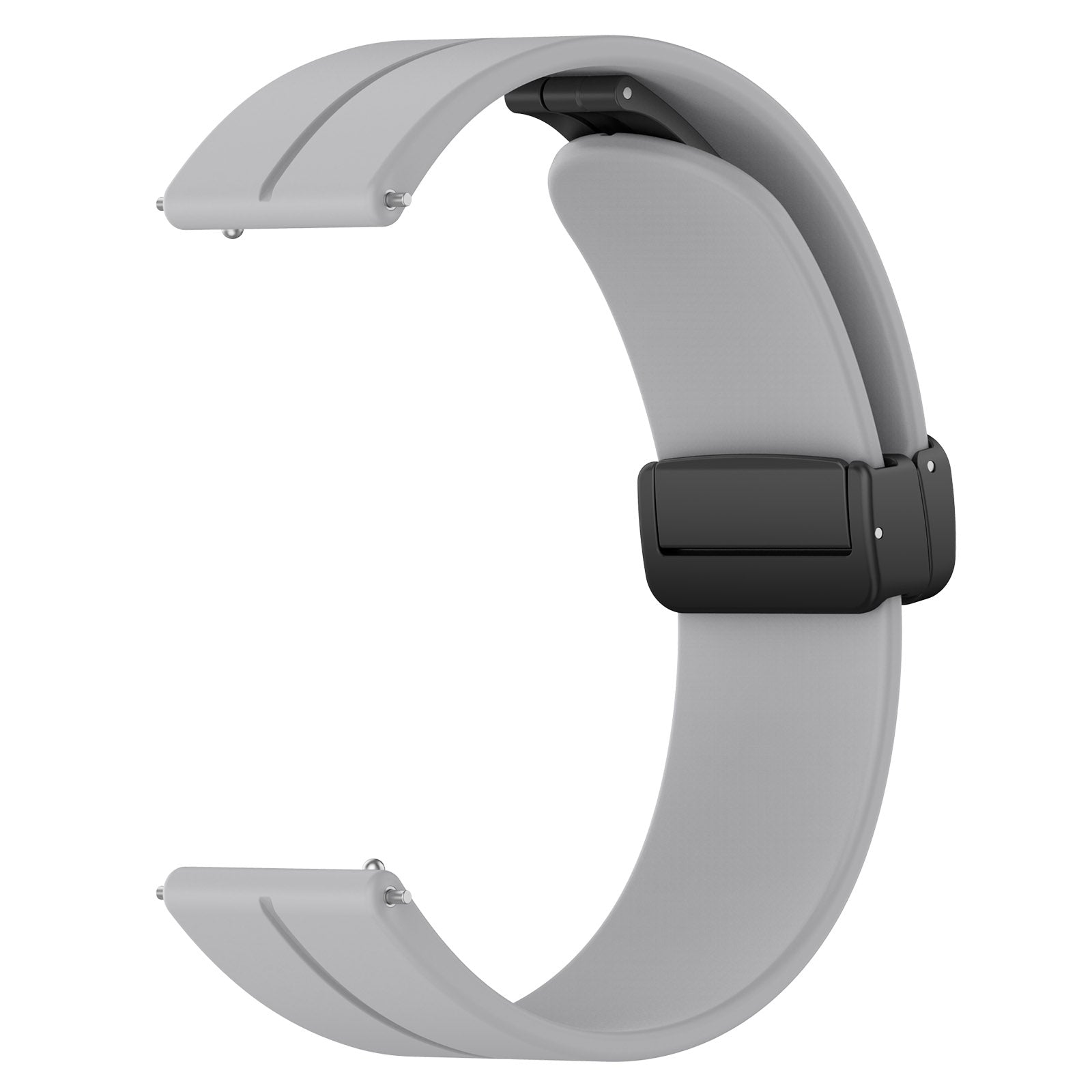 For Huawei / Samsung Universal 22mm Smartwatch Strap Magnetic Folding Buckle Silicone Band - Light Grey