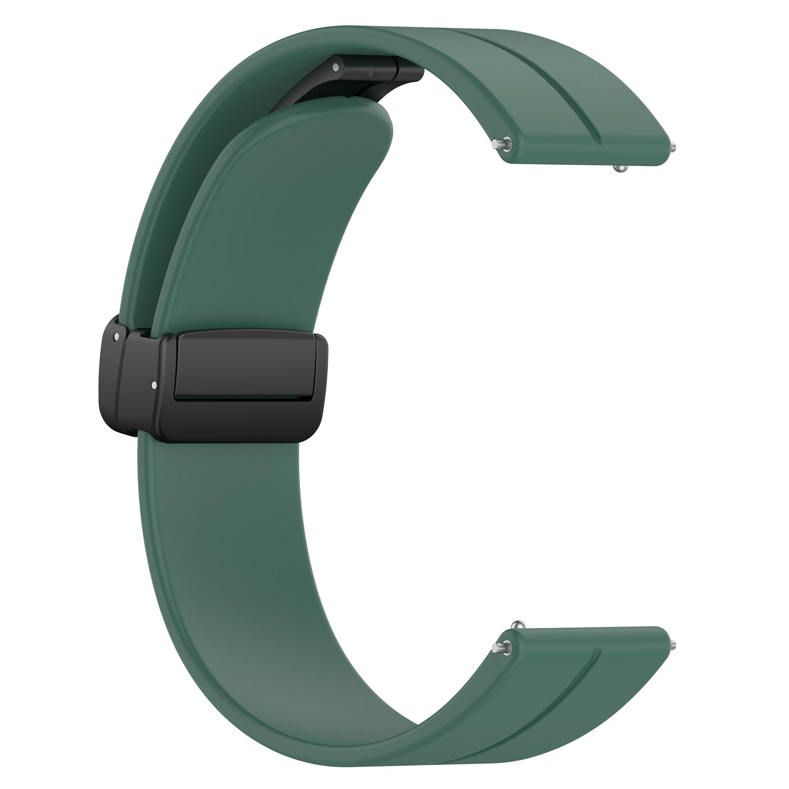 For Huawei / Samsung Universal 22mm Smartwatch Strap Magnetic Folding Buckle Silicone Band - Dark Green