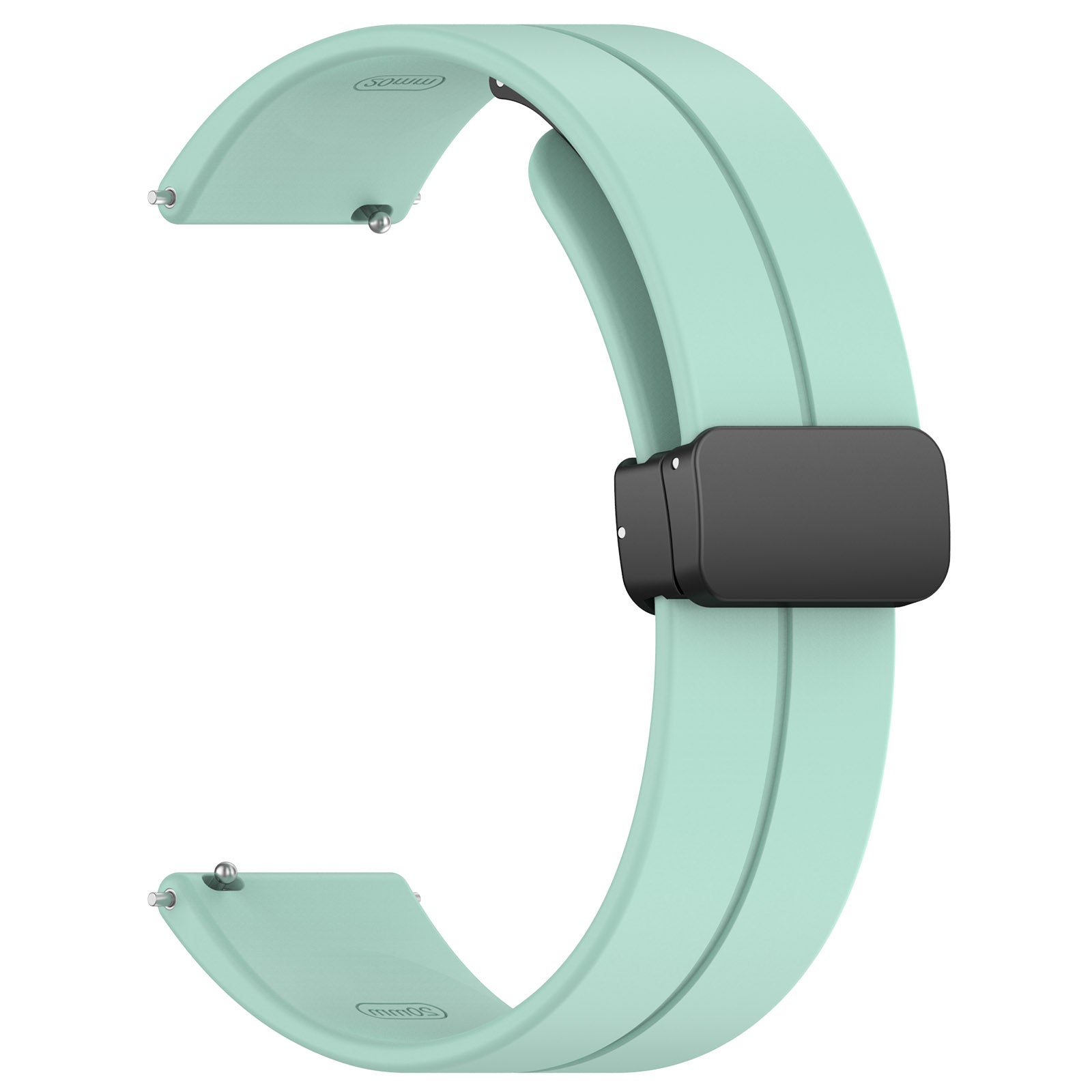 For Huawei / Samsung Universal 22mm Smartwatch Strap Magnetic Folding Buckle Silicone Band - Teal Green