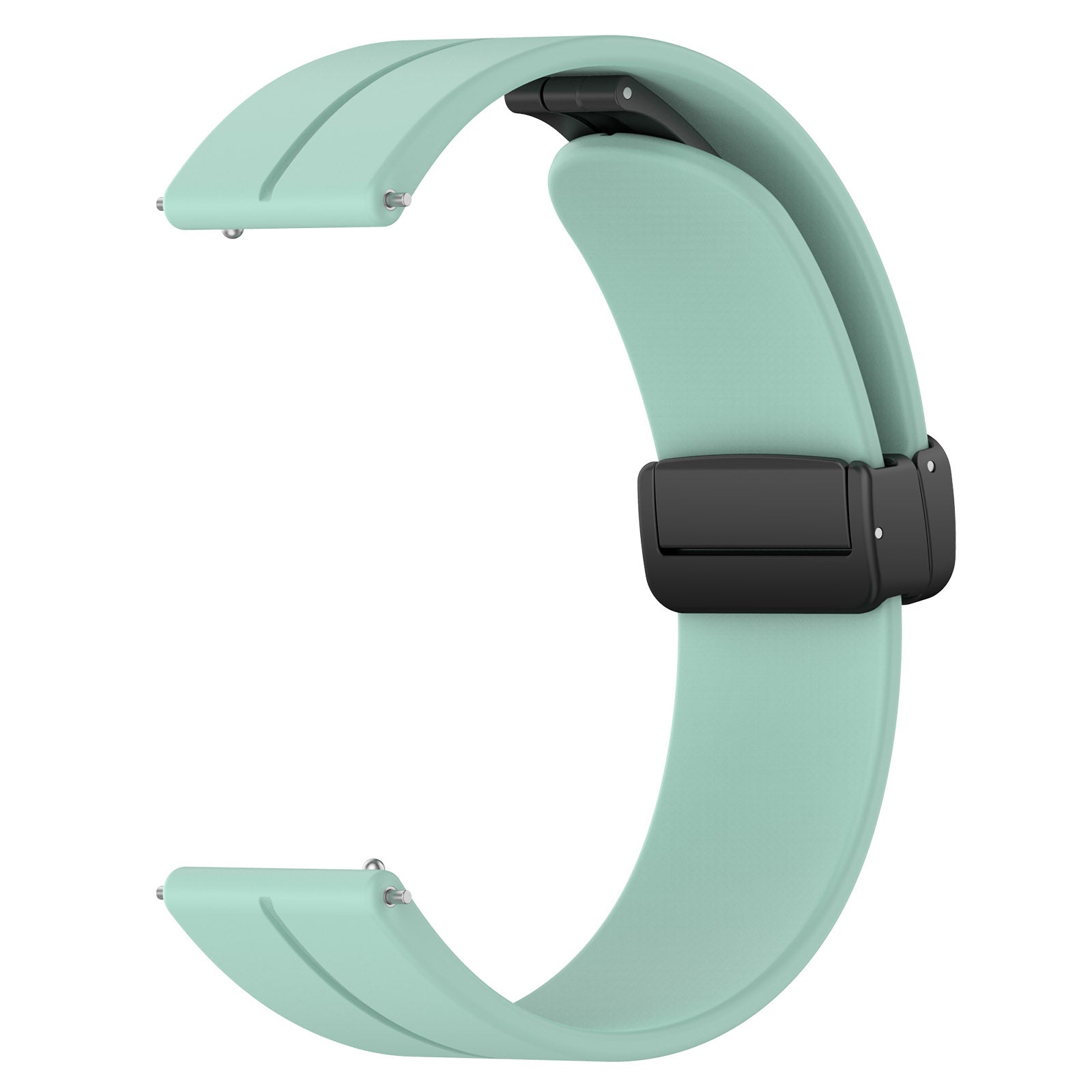 For Huawei / Samsung Universal 22mm Smartwatch Strap Magnetic Folding Buckle Silicone Band - Teal Green