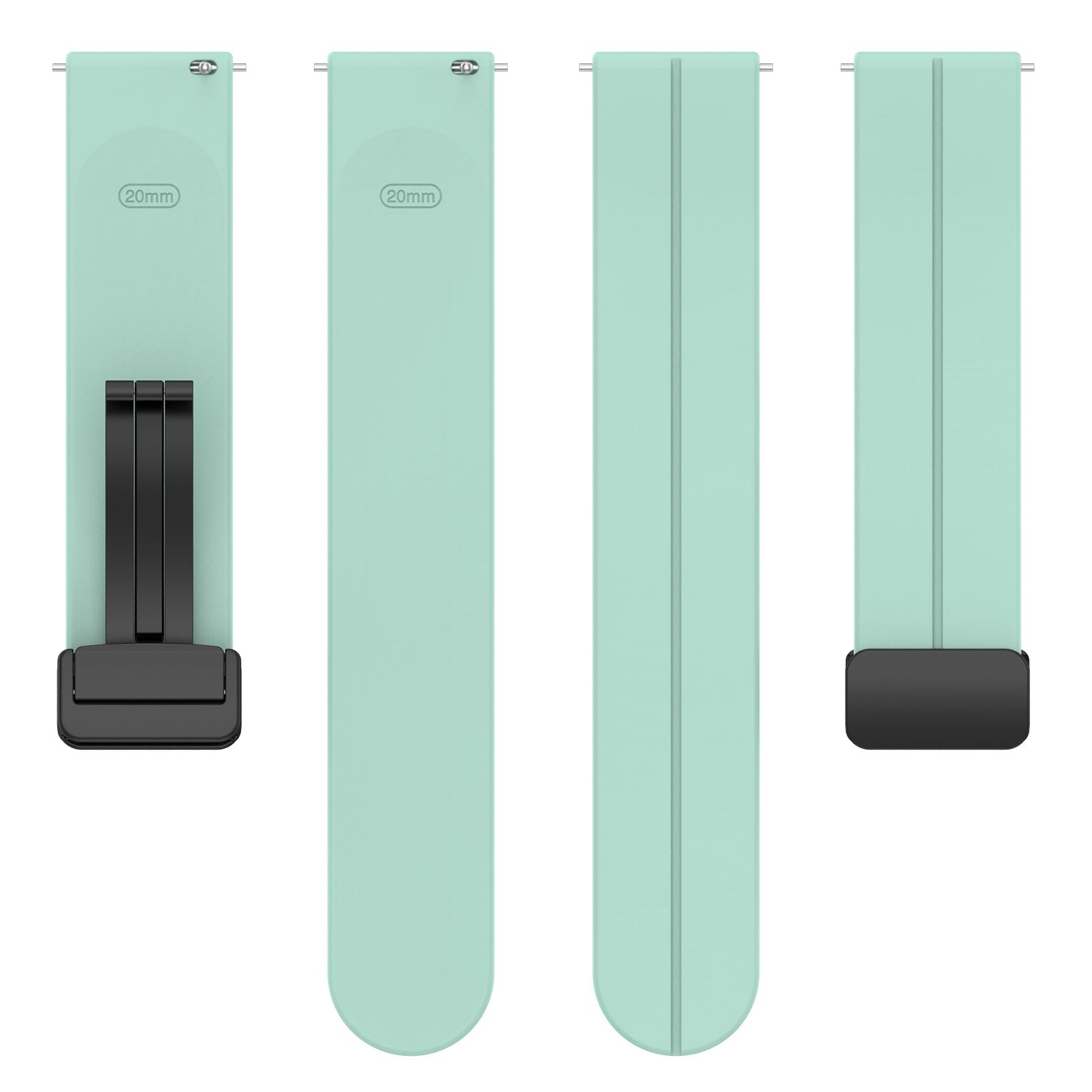 For Huawei / Samsung Universal 22mm Smartwatch Strap Magnetic Folding Buckle Silicone Band - Teal Green