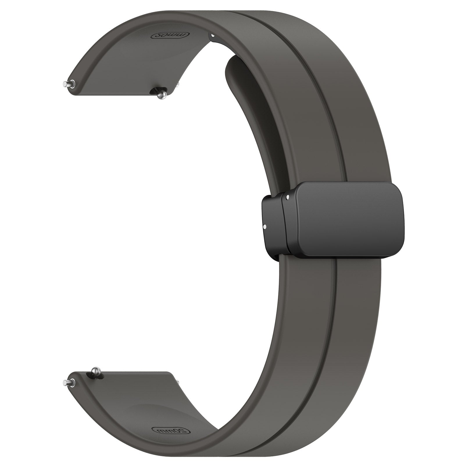 For Huawei / Samsung Universal 22mm Smartwatch Strap Magnetic Folding Buckle Silicone Band - Grey