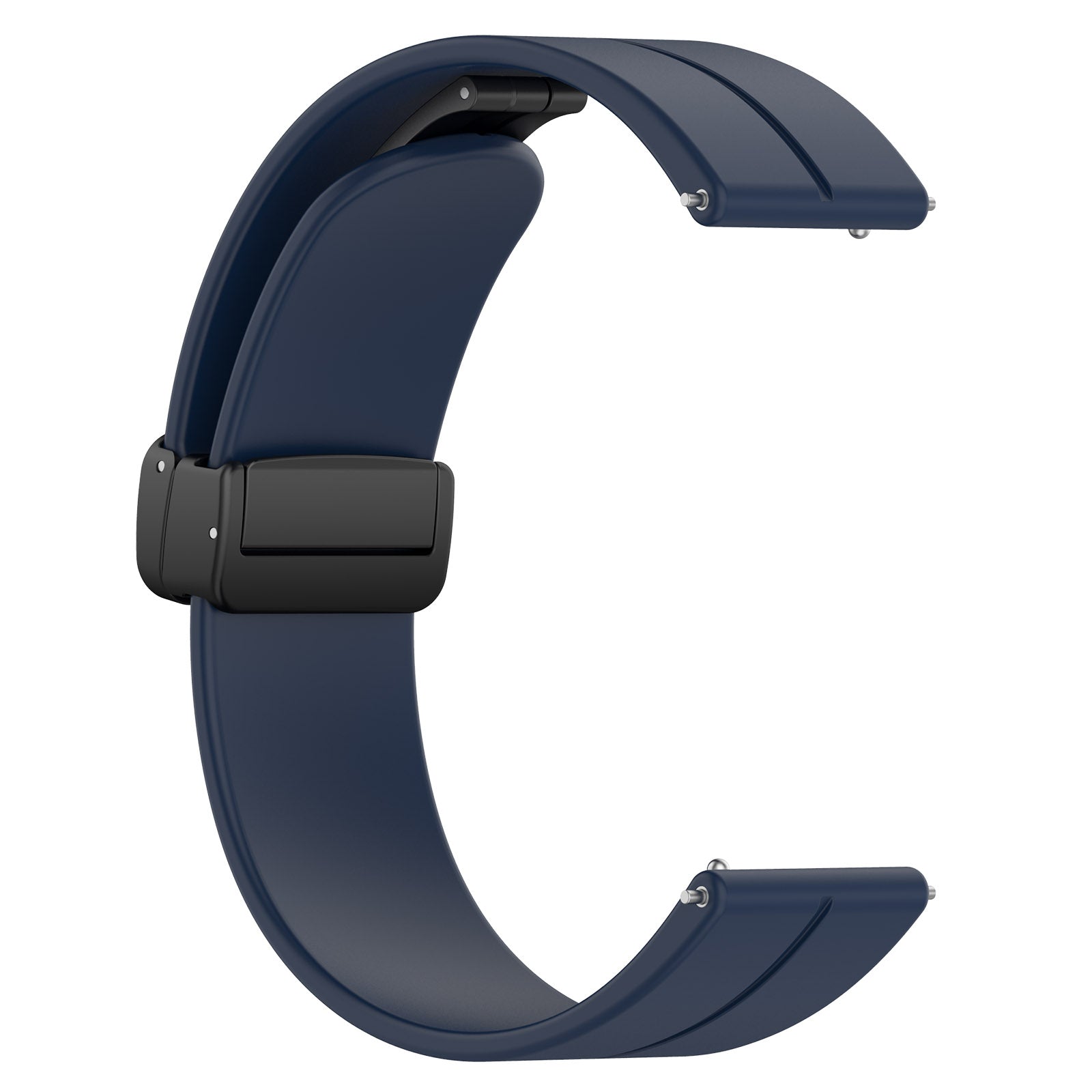 For Huawei / Samsung Universal 22mm Smartwatch Strap Magnetic Folding Buckle Silicone Band - Midnight Blue