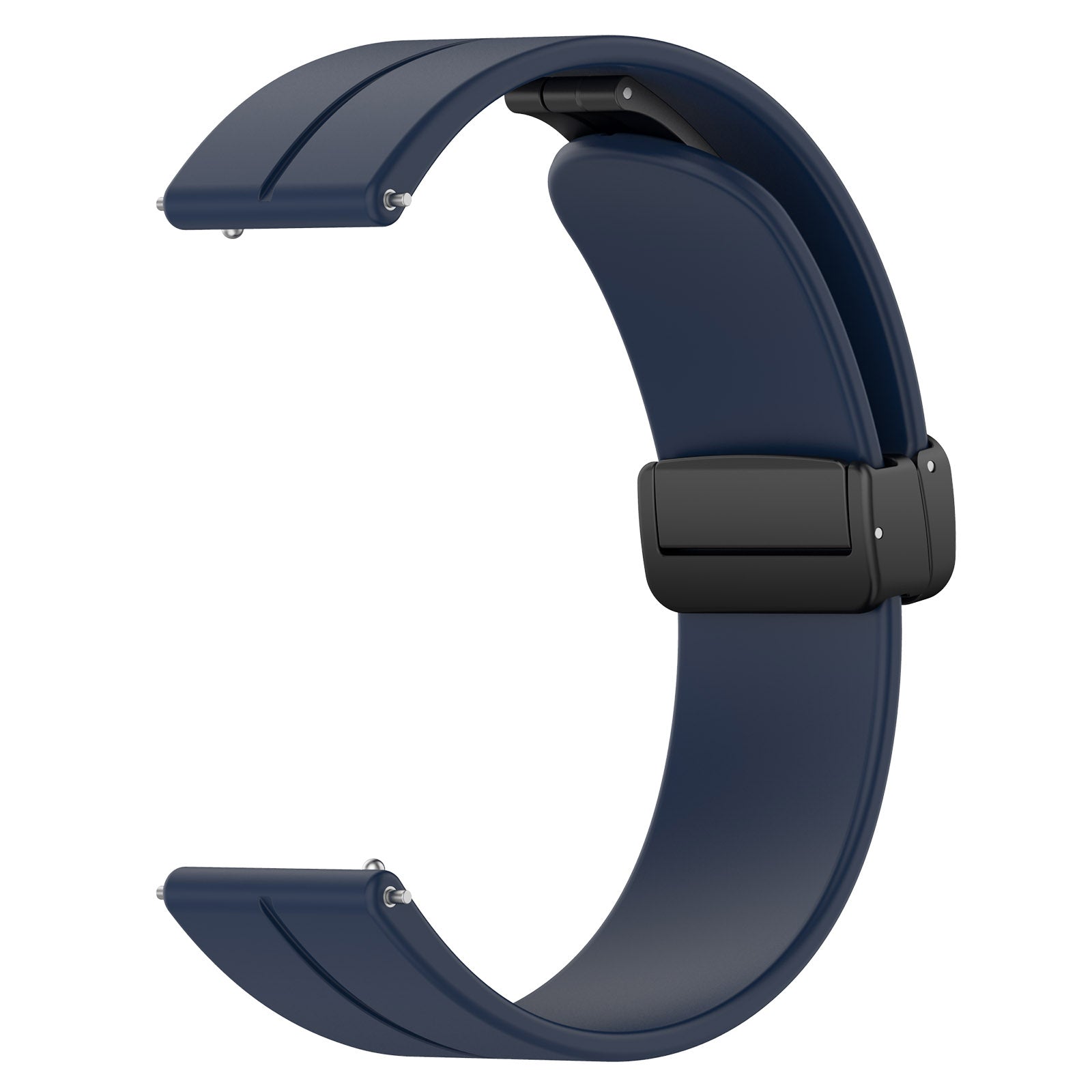 For Huawei / Samsung Universal 22mm Smartwatch Strap Magnetic Folding Buckle Silicone Band - Midnight Blue