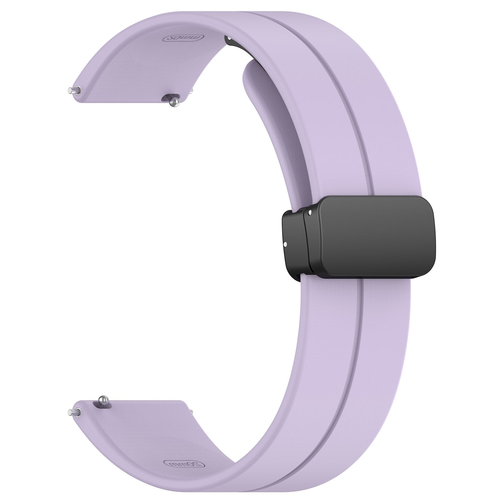 For Huawei / Samsung Universal 22mm Smartwatch Strap Magnetic Folding Buckle Silicone Band - Purple