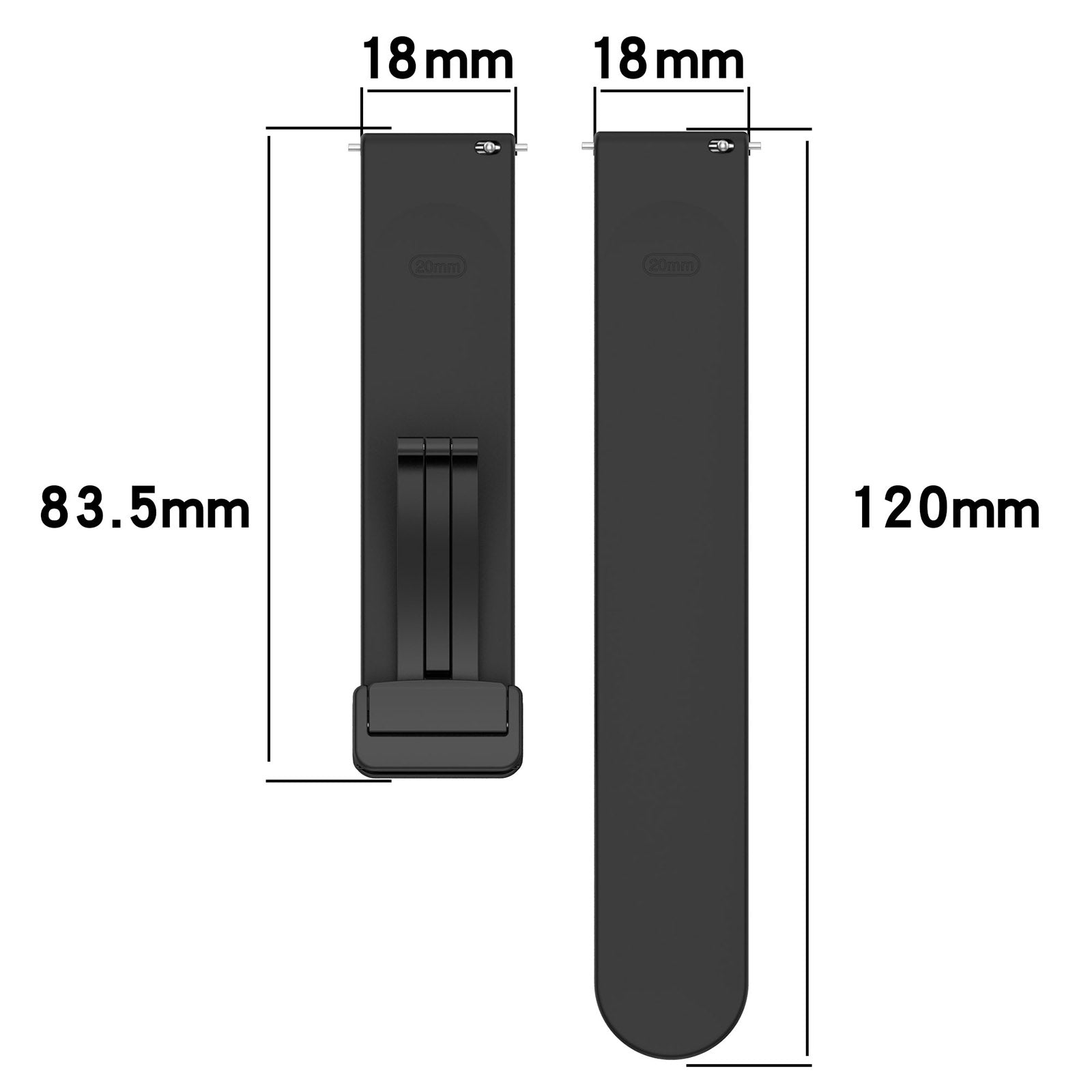 For Huawei Watch GT 4 41mm / Garmin Venu 3S 18mm Watch Band Silicone Watch Strap with Folding Buckle - Black