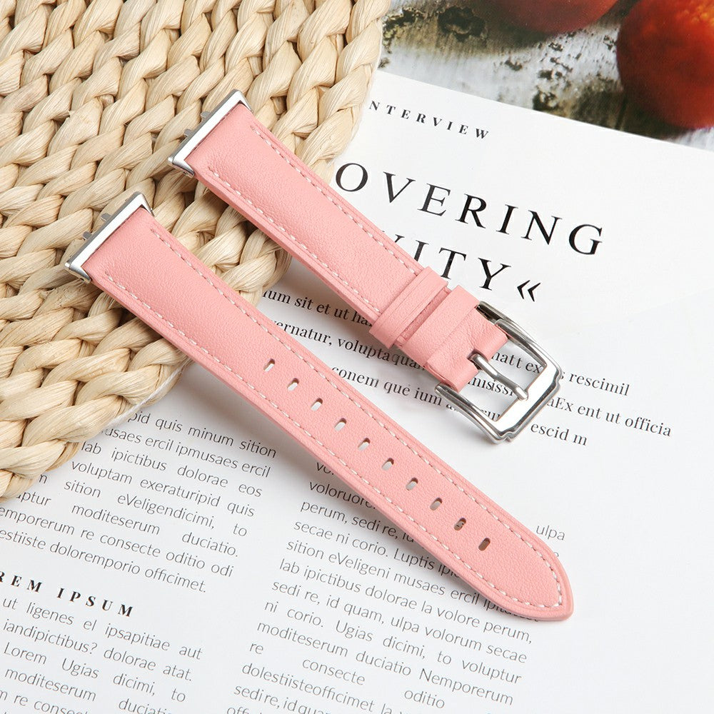 For Honor Band 9 Replacement Strap Genuine Cow Leather Watch Band - Pink