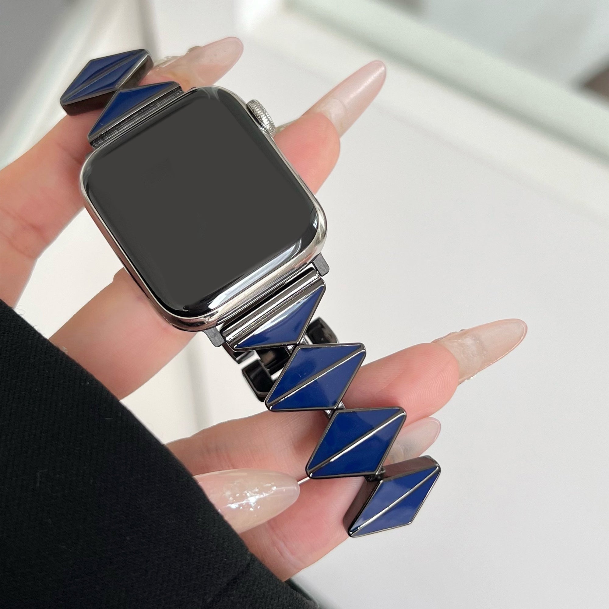 For Apple Watch Series 9 8 7 41mm / 6 5 4 SE (2022) SE (2023) SE 40mm / 3 2 1 38mm Watch Band Zinc Alloy Epoxy Strap - Blue / Black Buckle