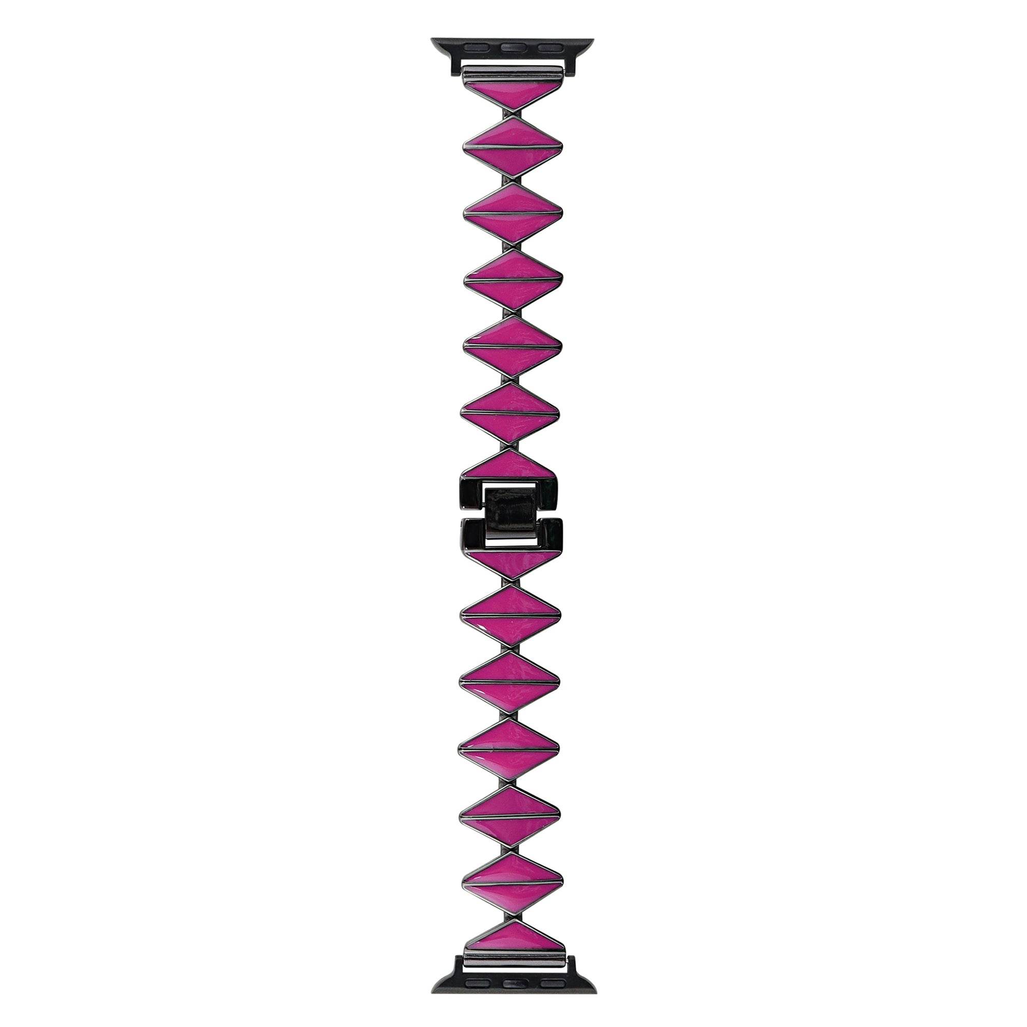 For Apple Watch Series 9 8 7 41mm / 6 5 4 SE (2022) SE (2023) SE 40mm / 3 2 1 38mm Watch Band Zinc Alloy Epoxy Strap - Magenta / Black Buckle