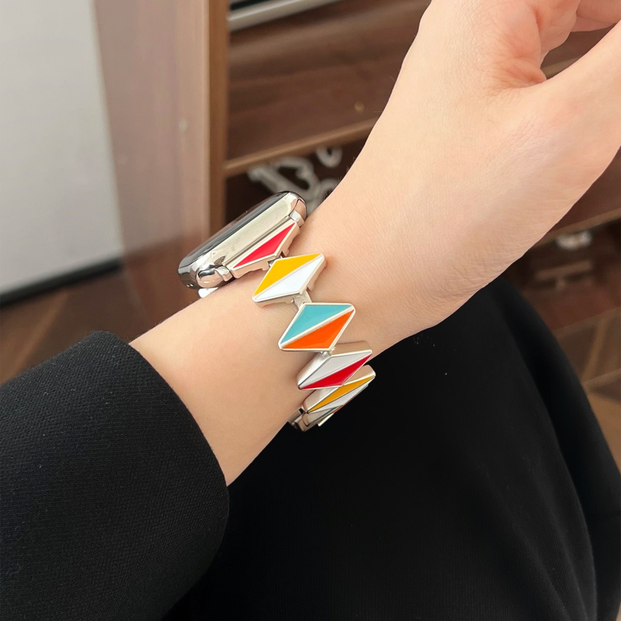 For Apple Watch Series 9 8 7 41mm / 6 5 4 SE (2022) SE (2023) SE 40mm / 3 2 1 38mm Watch Band Zinc Alloy Epoxy Strap - Multi-Color / Starlight Buckle