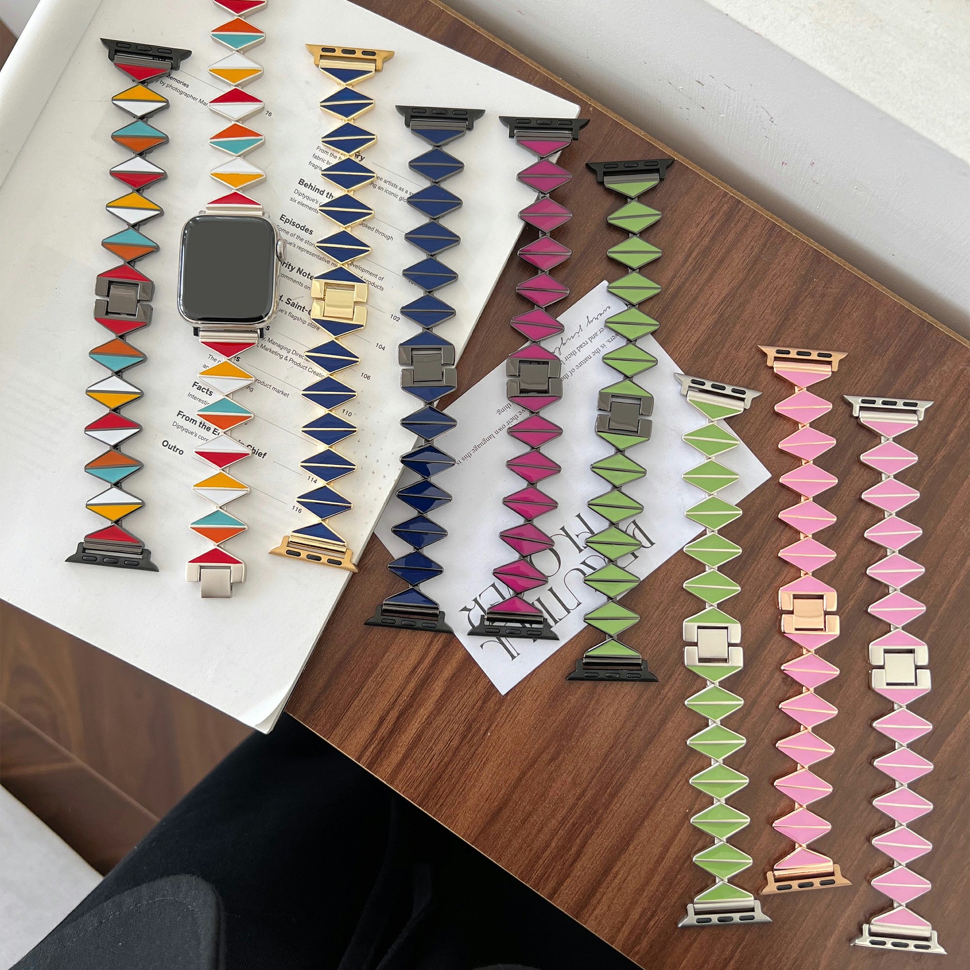 For Apple Watch Series 9 8 7 41mm / 6 5 4 SE (2022) SE (2023) SE 40mm / 3 2 1 38mm Watch Band Zinc Alloy Epoxy Strap - Multi-Color / Starlight Buckle