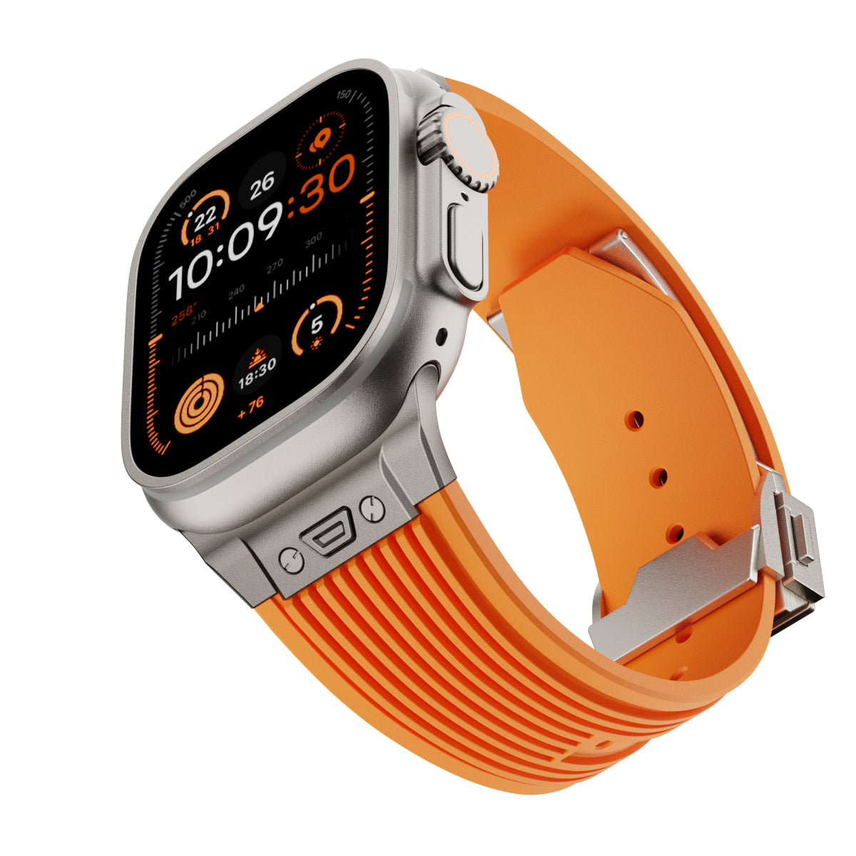 For Apple Watch Ultra 2 Ultra 49mm / 9 8 7 45mm / 6 5 4 SE (2022) SE (2023) SE 44mm / 3 2 1 42mm Silicone Watch Band with Buckle - Orange