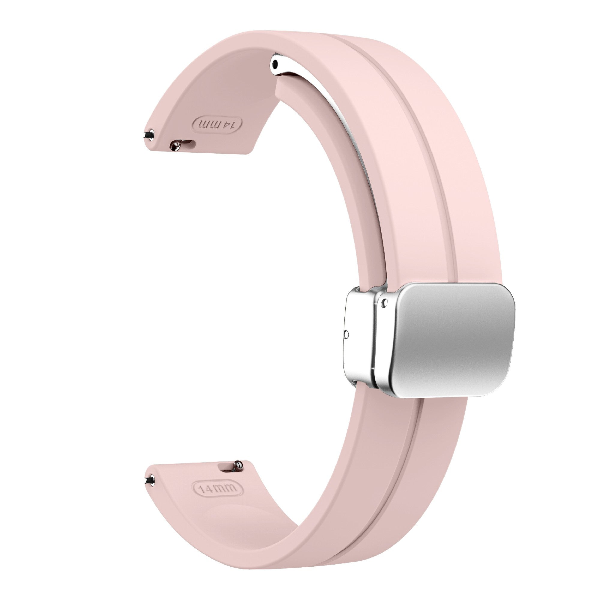 For Garmin Lily 2 Silicone Band Watch Strap with Magnetic Folding Buckle - Pink with Silver Buckle