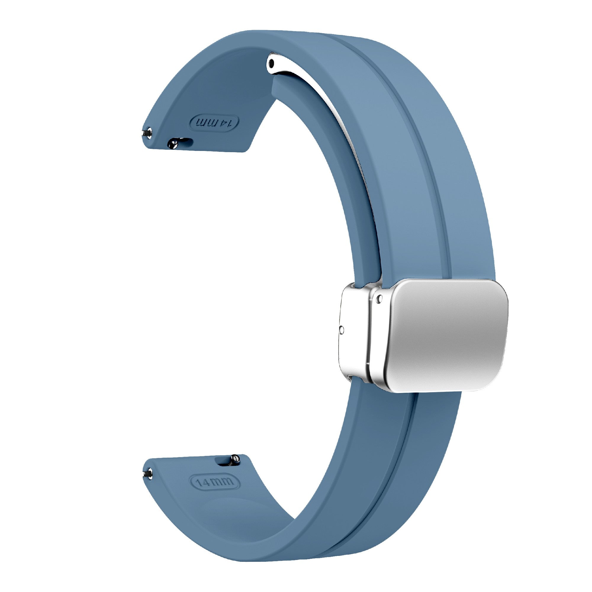 For Garmin Lily 2 Silicone Band Watch Strap with Magnetic Folding Buckle - Blue with Silver Buckle