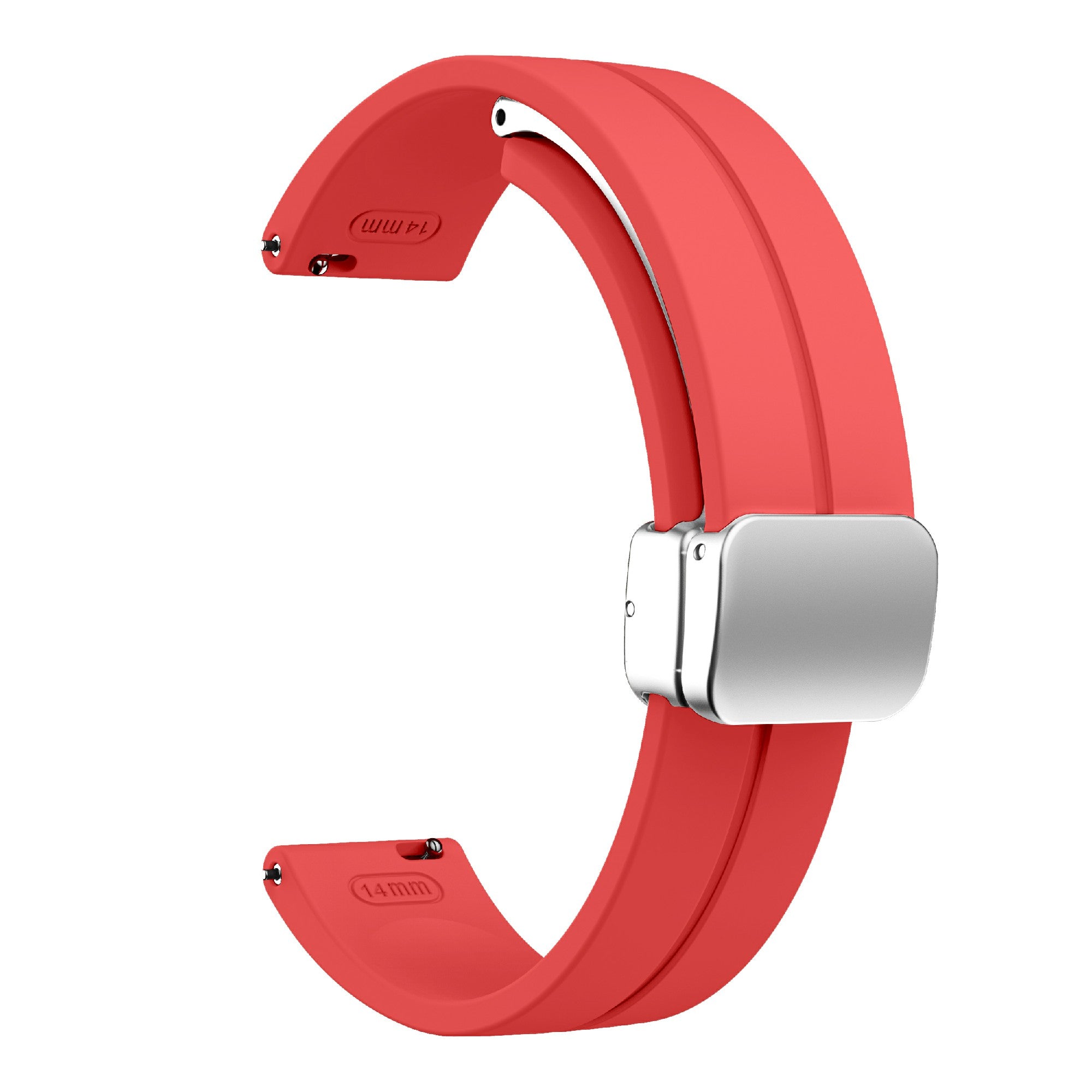 For Garmin Lily 2 Silicone Band Watch Strap with Magnetic Folding Buckle - Red with Silver Buckle