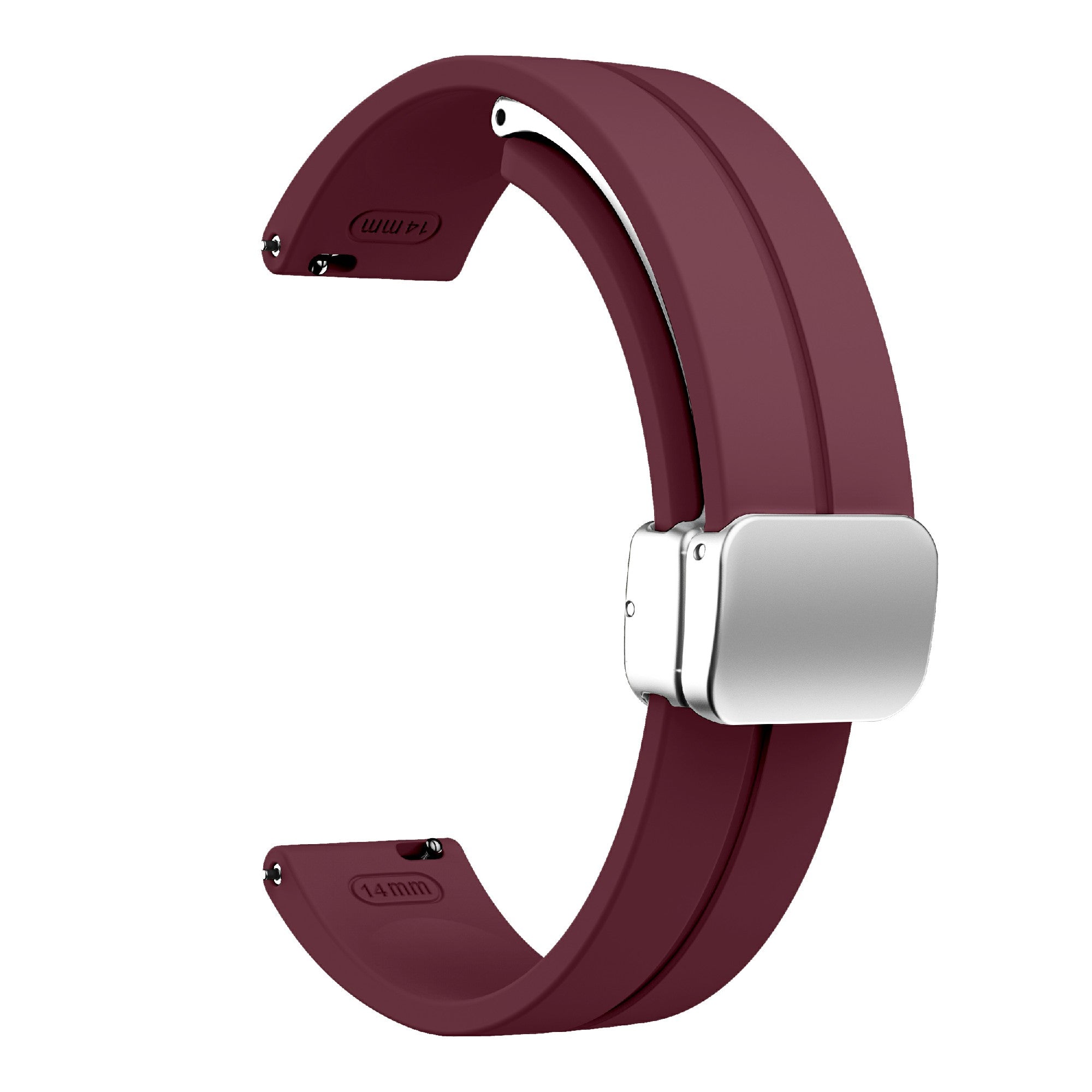 For Garmin Lily 2 Silicone Band Watch Strap with Magnetic Folding Buckle - Wine Red with Silver Buckle