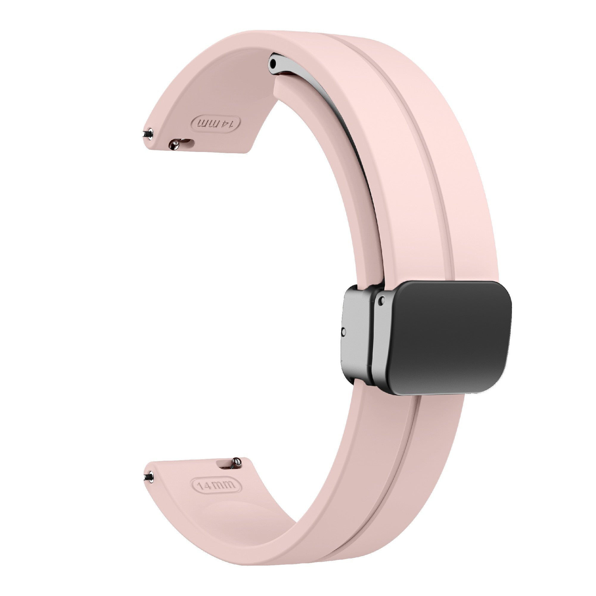 For Garmin Lily 2 Silicone Band Watch Strap with Magnetic Folding Buckle - Pink with Black Buckle